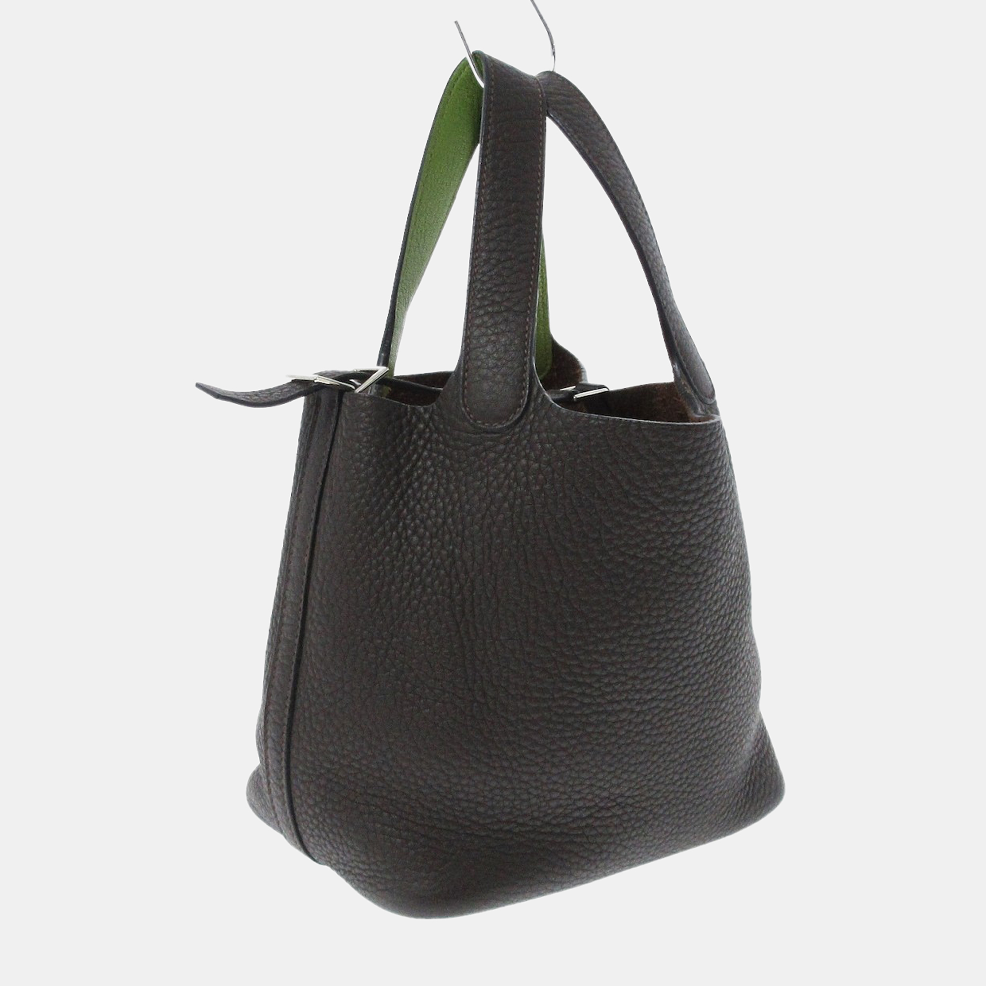 

Hermes Brown/Green Leather Picotin Lock 18 Tote Bag