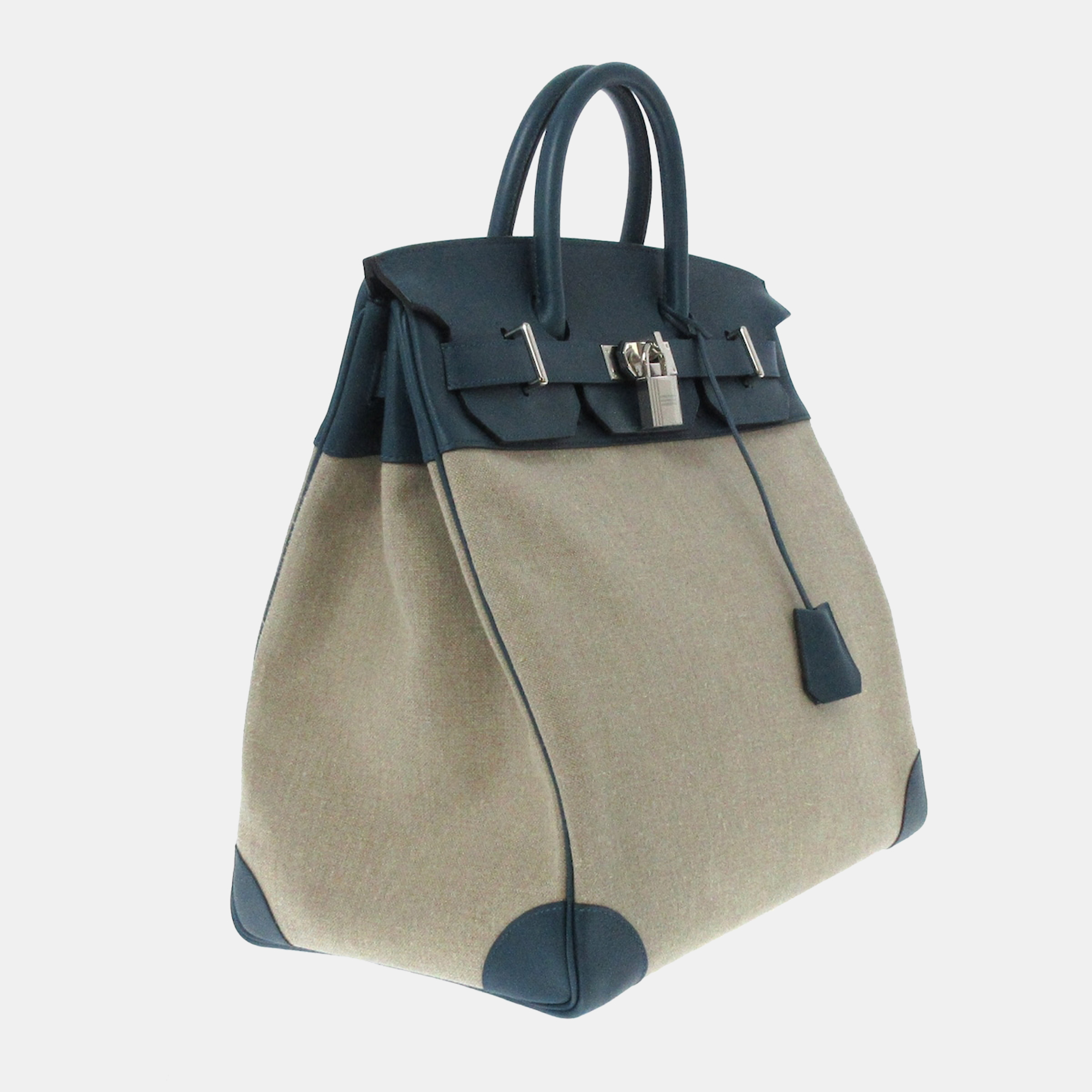 

Hermes Blue Toile Canvas Leather Palladium Hardware Birkin 40 HAC Bag