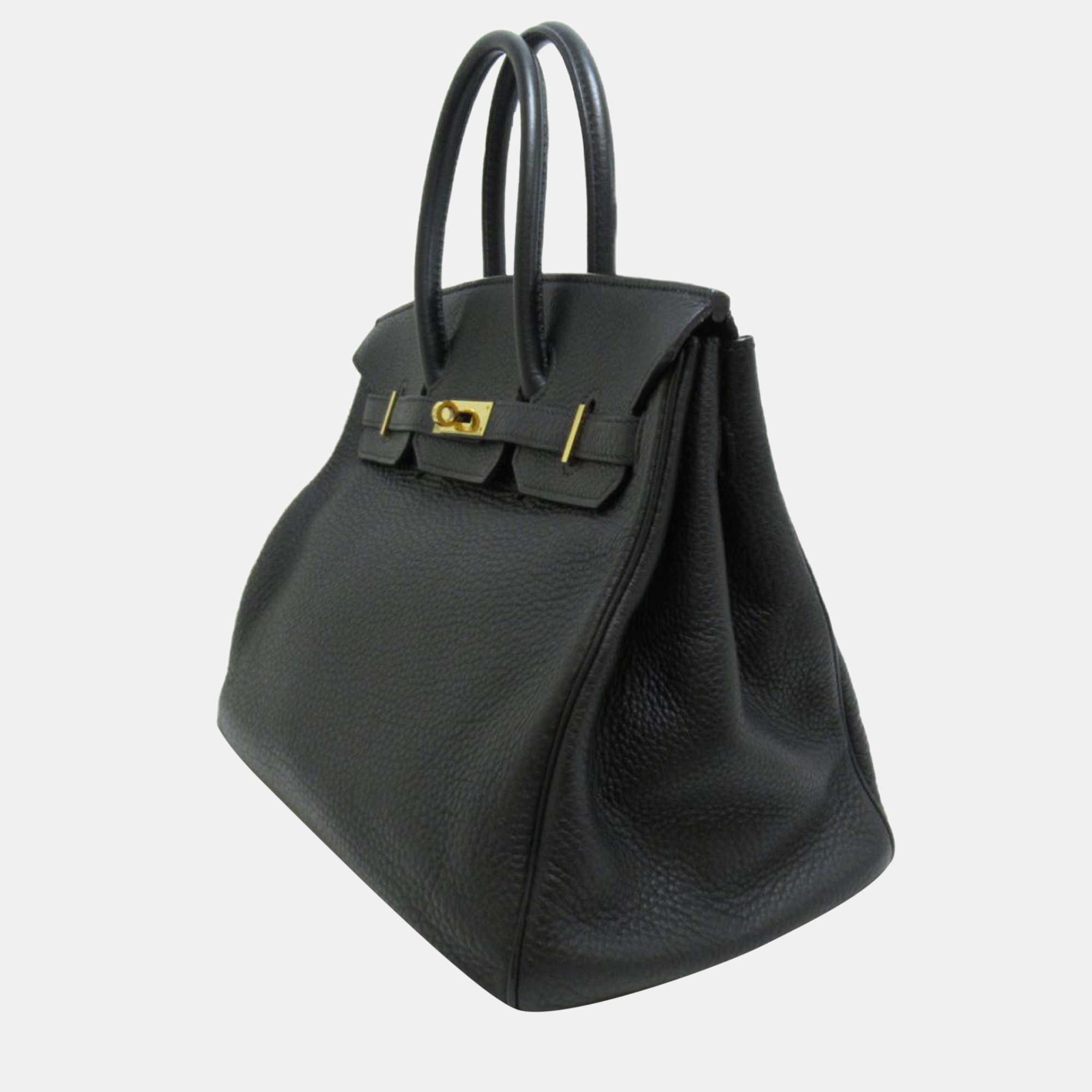 

Hermes Black Taurillon Clemence Leather Gold Hardware Birkin 35 Bag