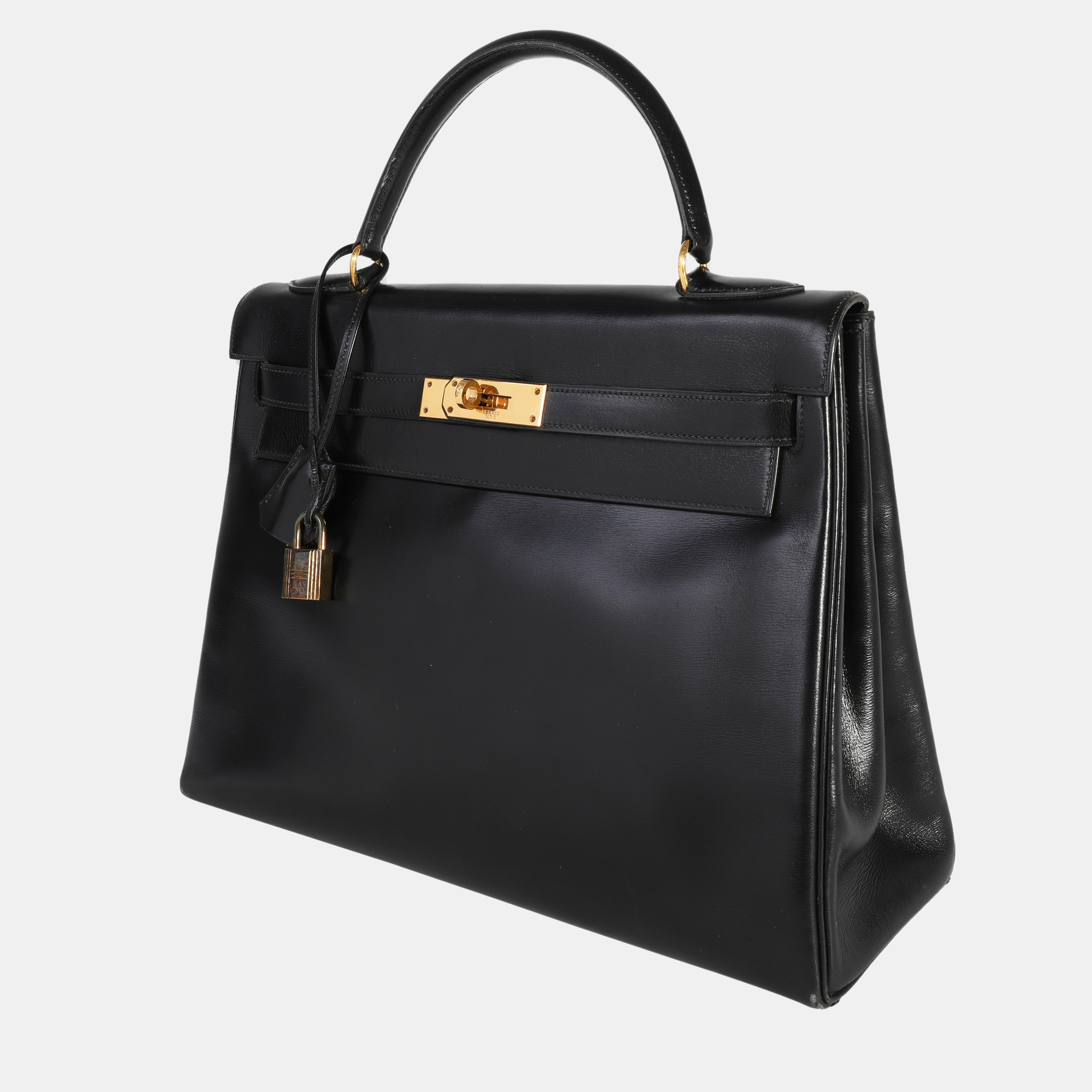 

Hermes Vintage Black Box Calf Retourne Kelly 32 GHW