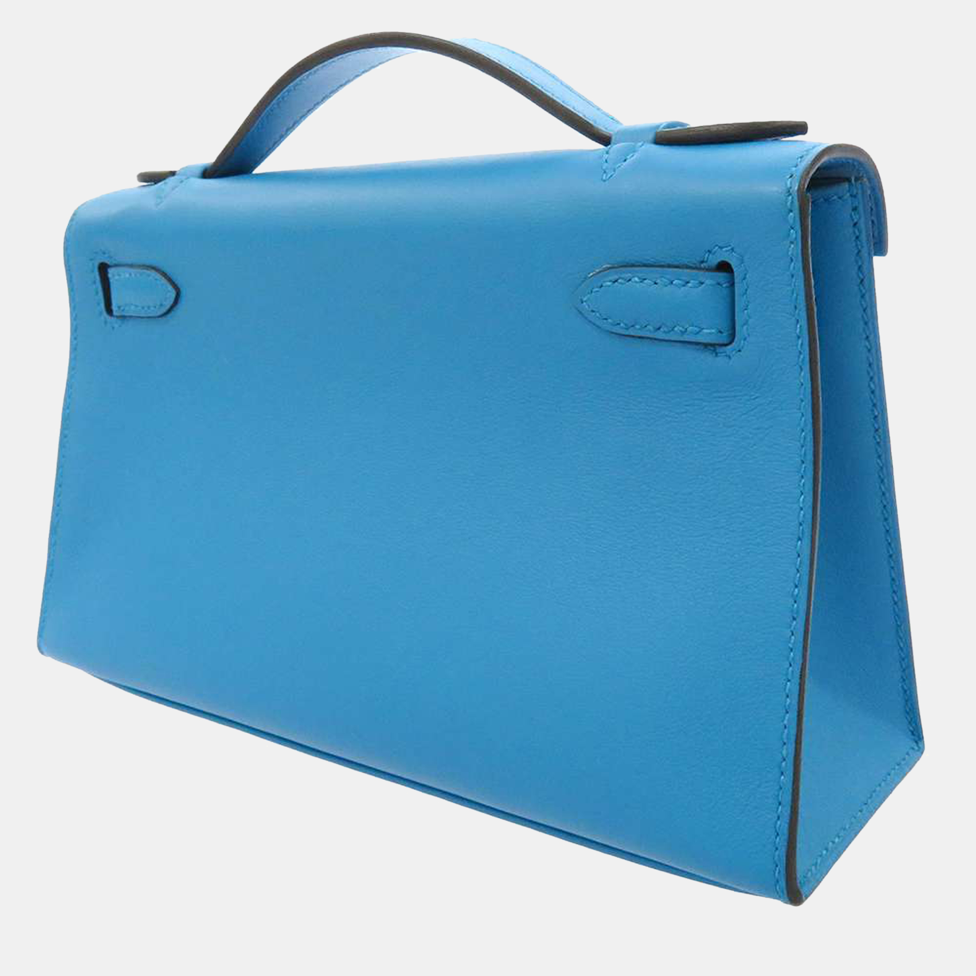

Hermes Blue Swift Leather Palladium Hardware Pochette Kelly Clutch Bag