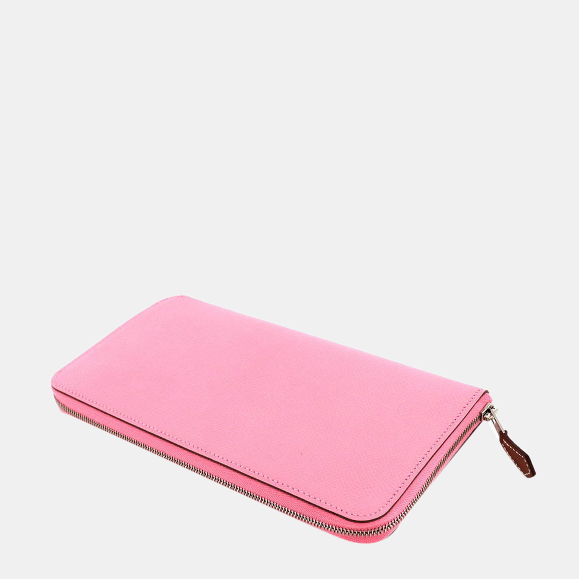 

Hermes Azapp Long Silk-in Round Zipper Wallet Epson Rose Confetti T Engraved Pink Silkin
