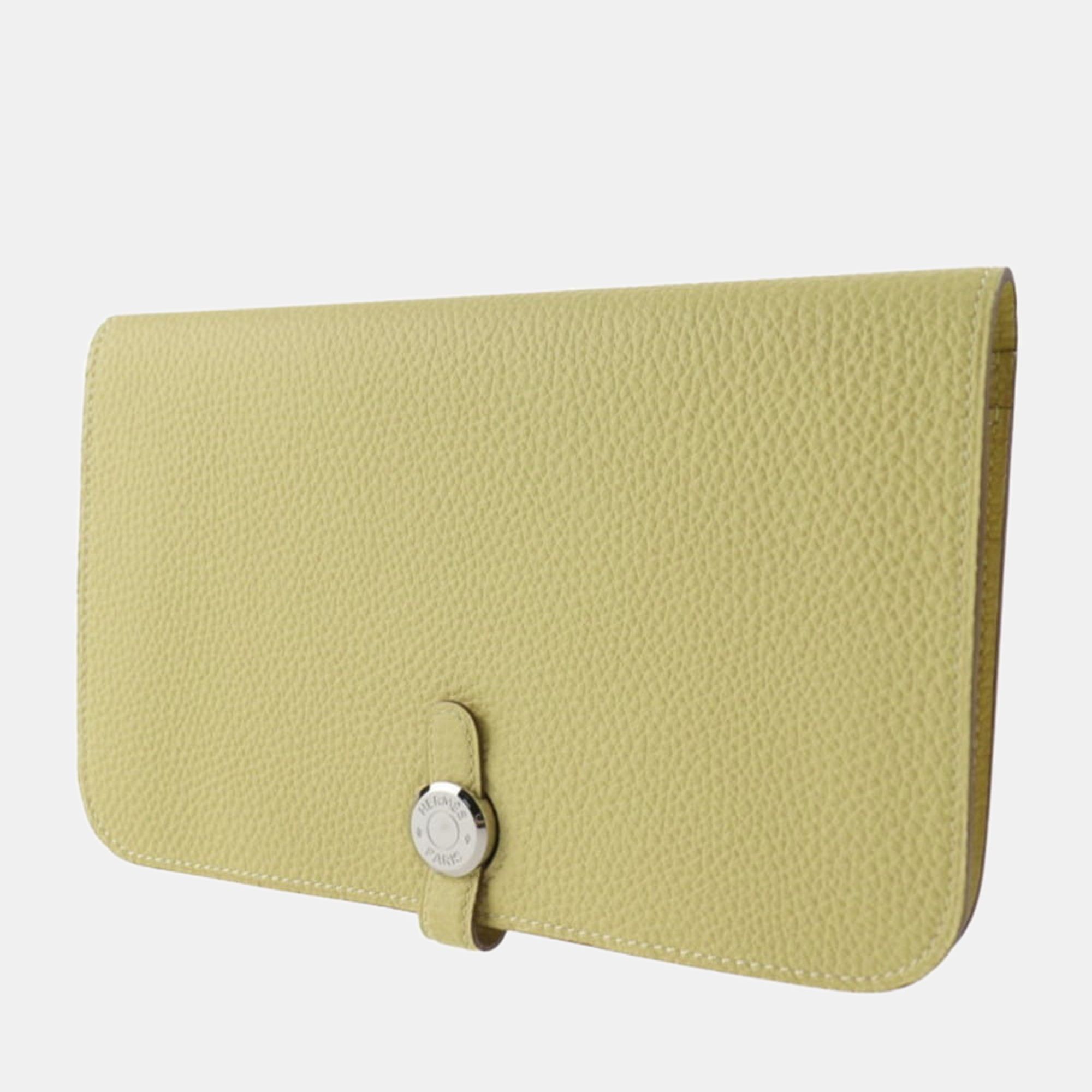 

Hermes Dogon GM Long wallet with coin purse Taurillon Clemence Jaune Poussin R stamp, Yellow