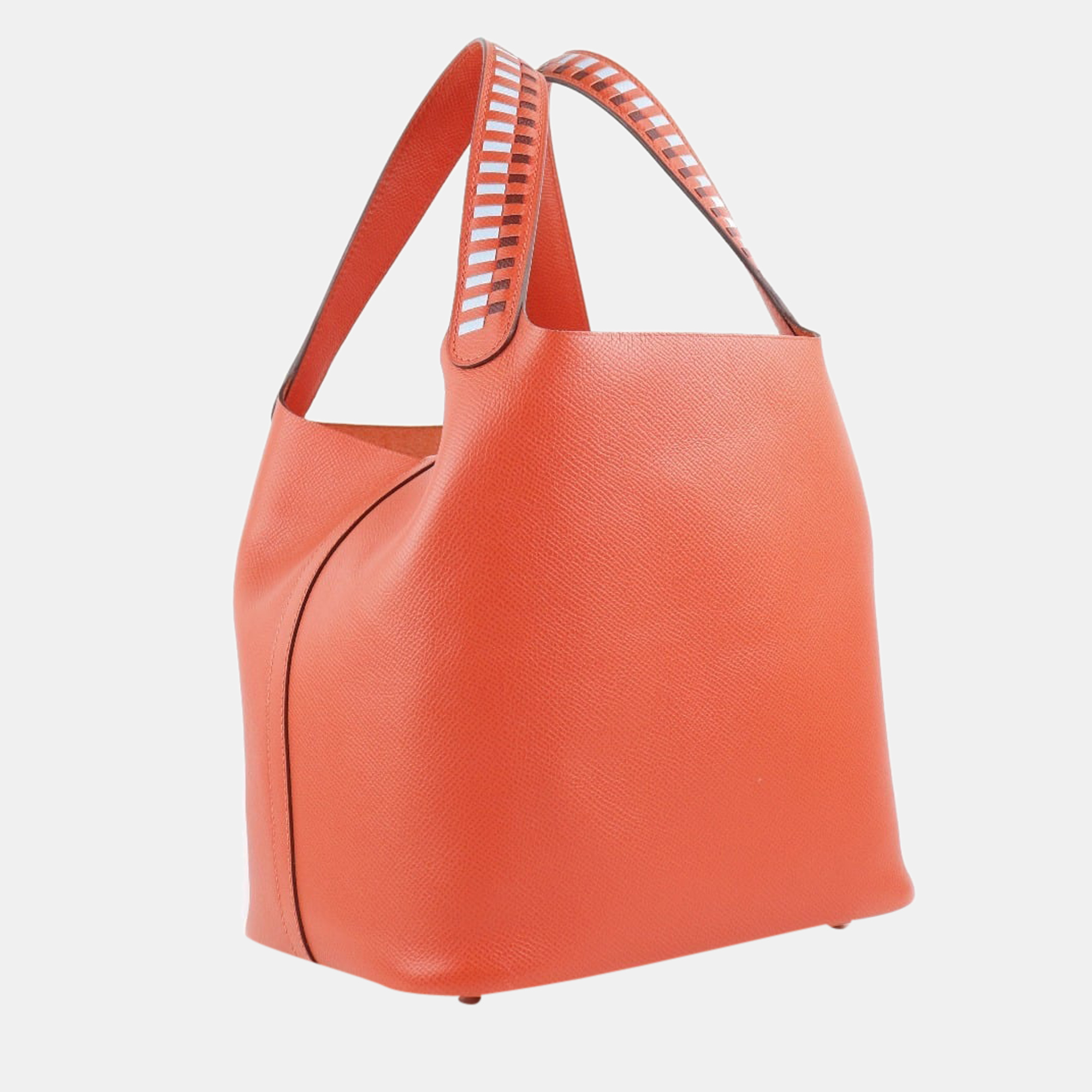 

Hermes Picotin Lock MM Tresage de Cuir Vaux Epsom Capucines/Celeste/Rouge Ash Red D Women's Handbag