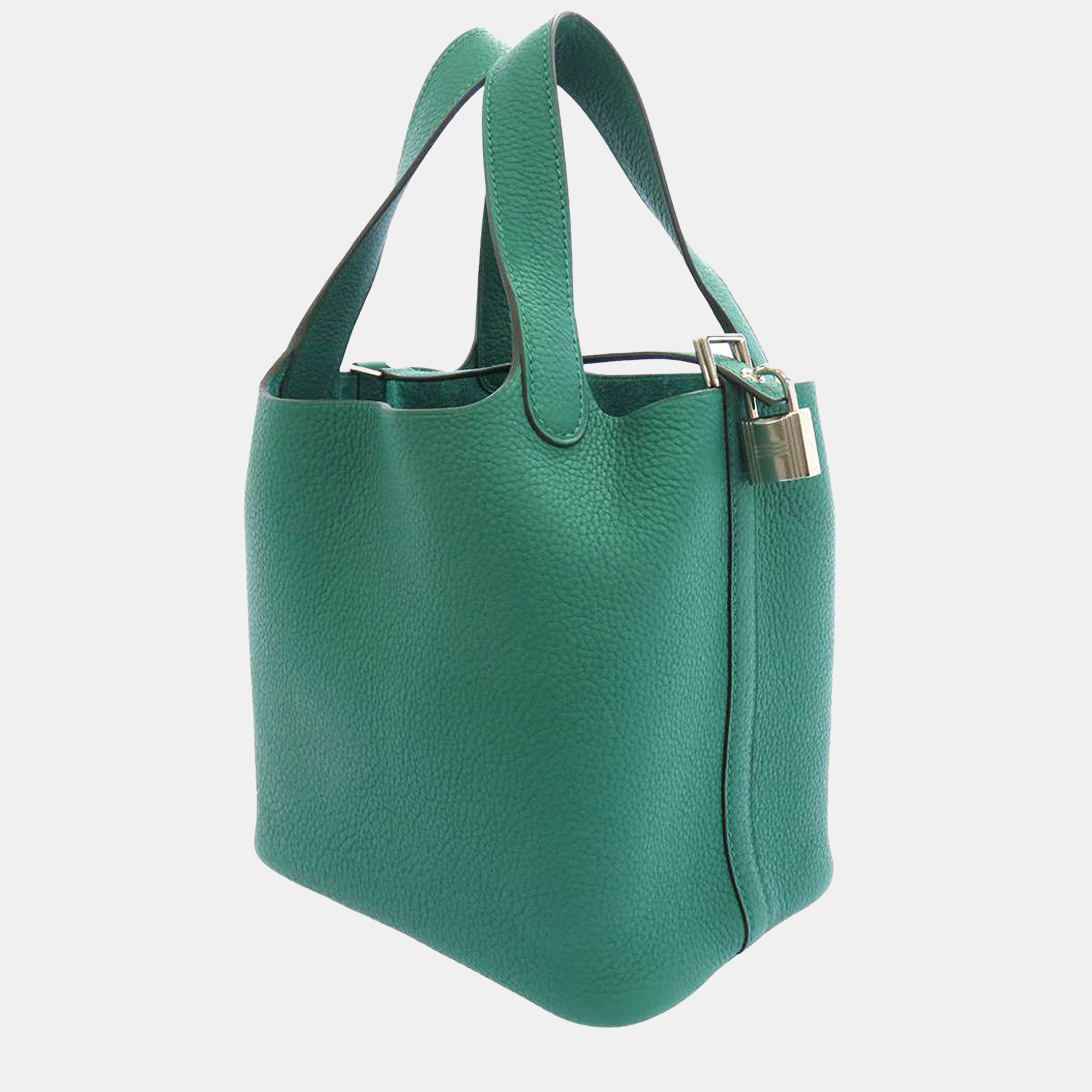 

Hermes Green Taurillon Clemence Leather Picotin Lock PM Tote Bag