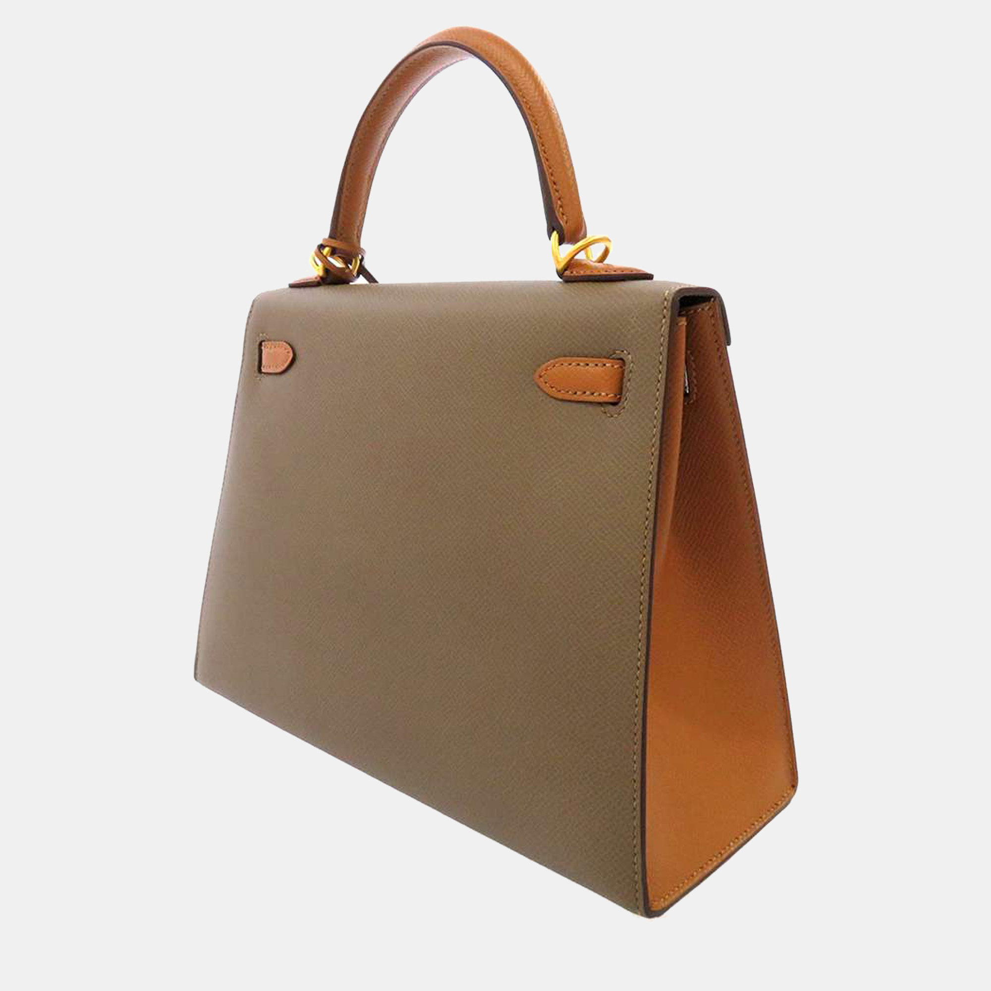 

Hermes Gold/Grey Epsom Leather Gold Hardware Special Order Kelly Sellier 25 Bag