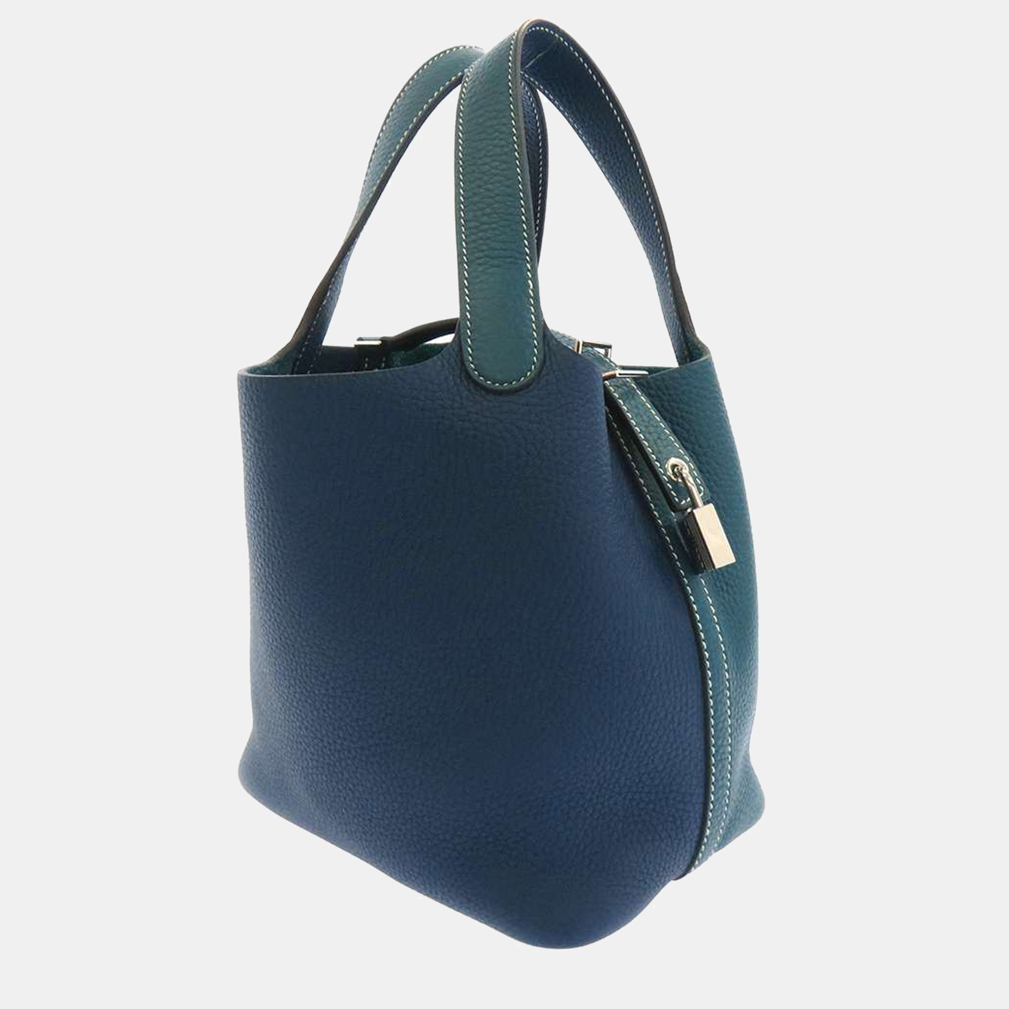

Hermes Blue Taurillon Clemence Leather Picotin Lock PM Bag