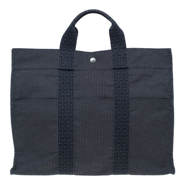 Pre Owned Hermes Grey Canvas Herline Tote MM