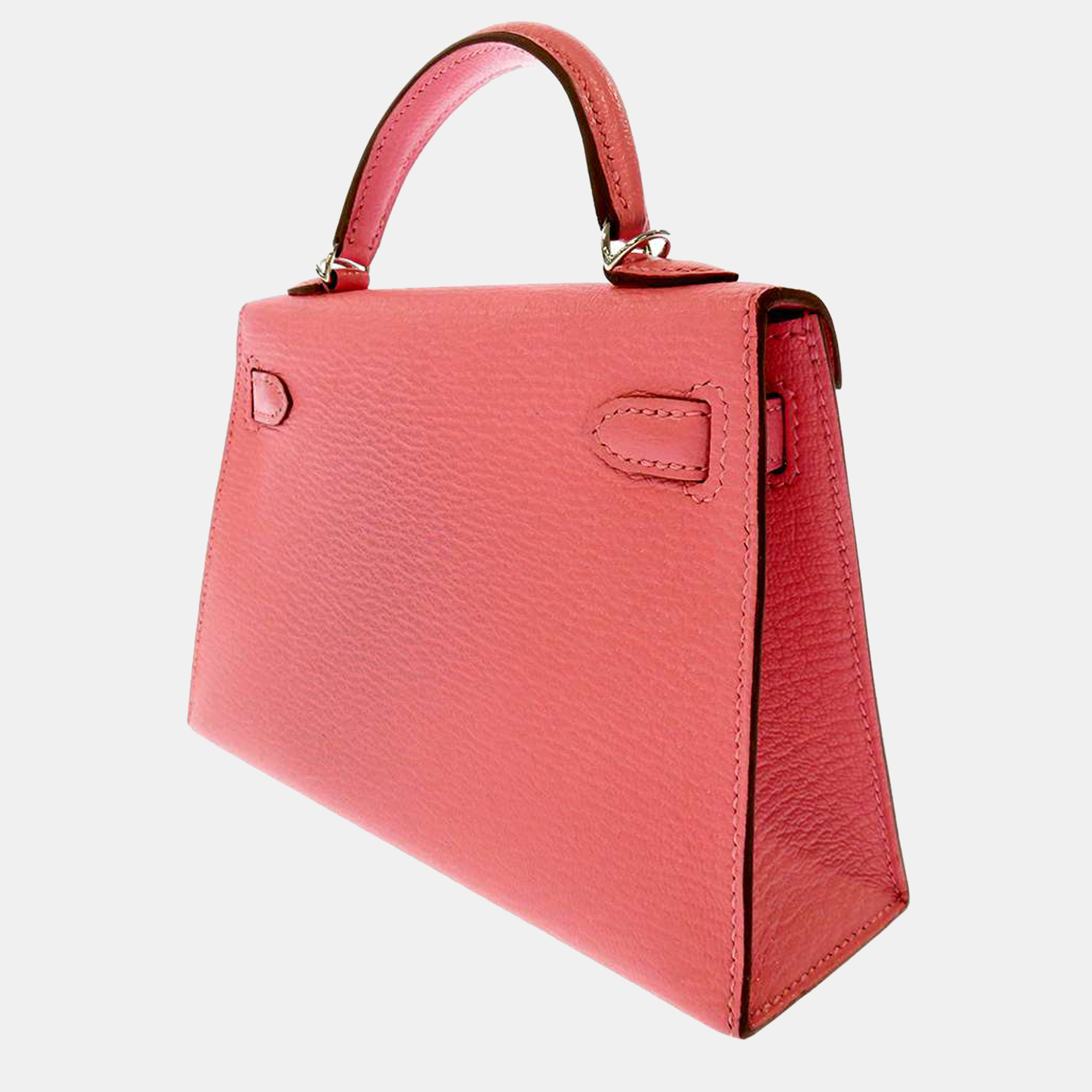 

Hermes Pink Myzore Chevre Goatskin Leather Palladium Hardware Kelly 20 Mini II Top Handle Bag