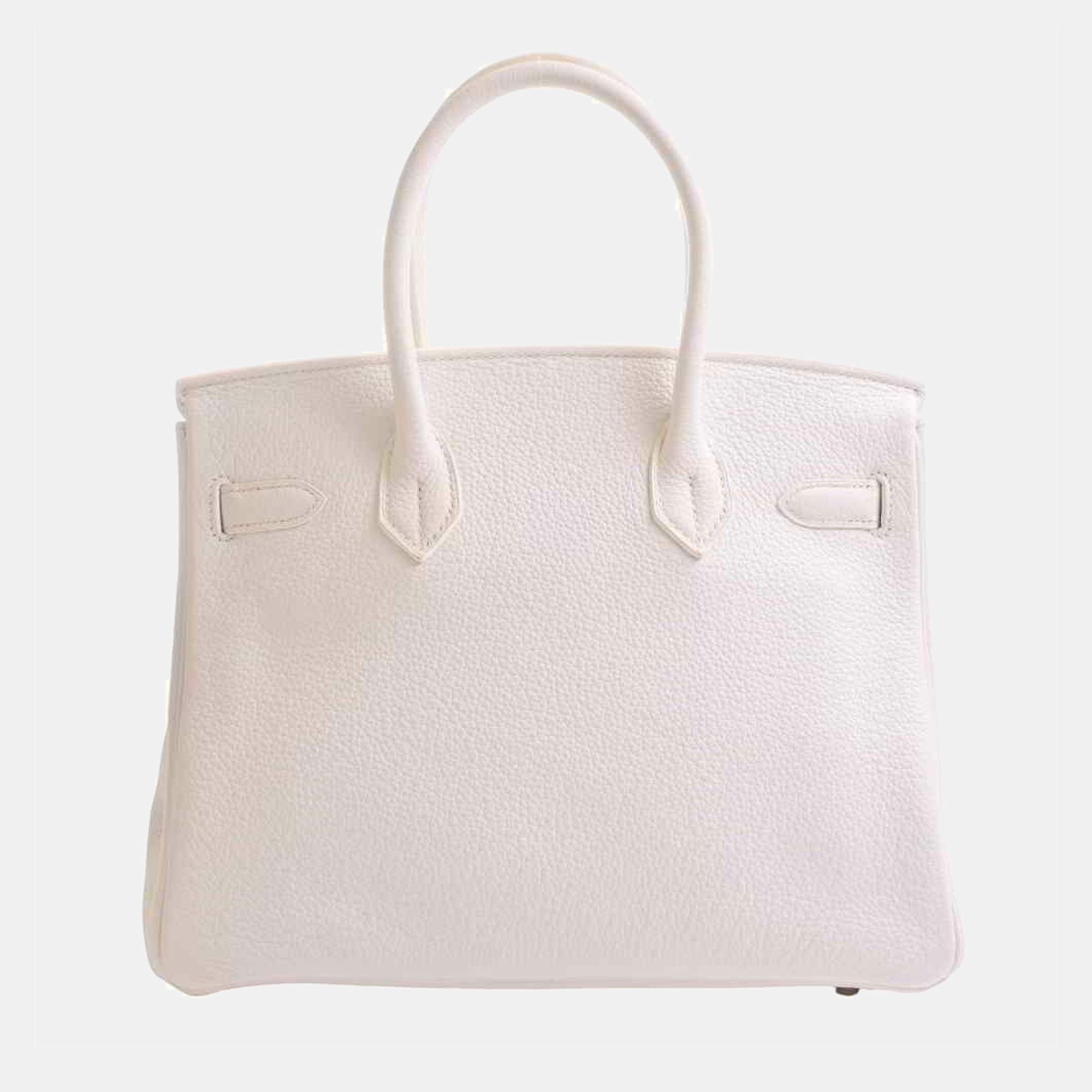 

Hermes Taurillon Clemence Birkin 30 handbag white
