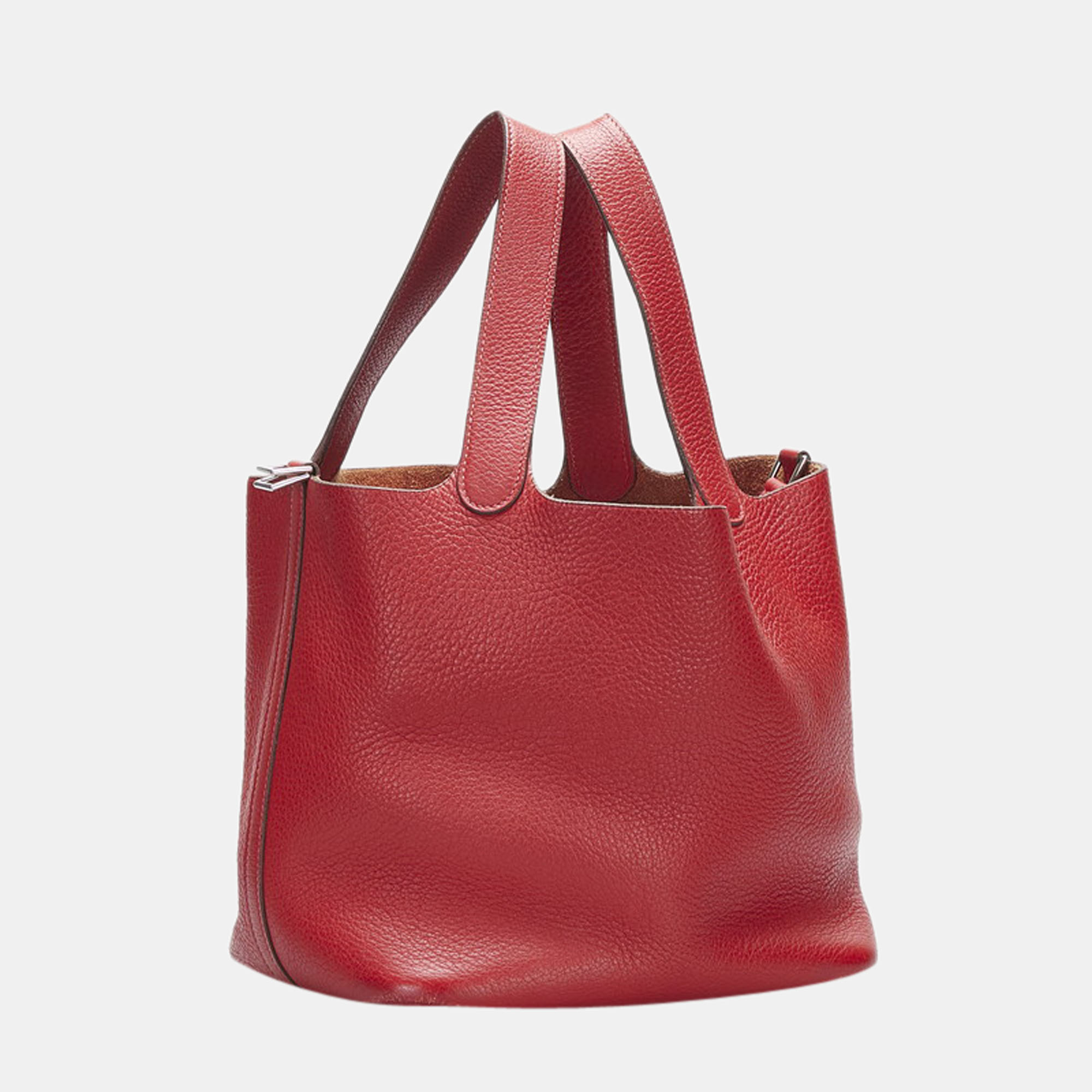 

Hermes Red Clemence Leather Picotin Lock MM Tote Bag