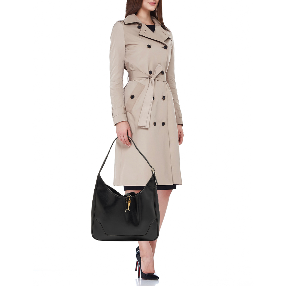 

Hermes Black Box Leather Trim Hobo