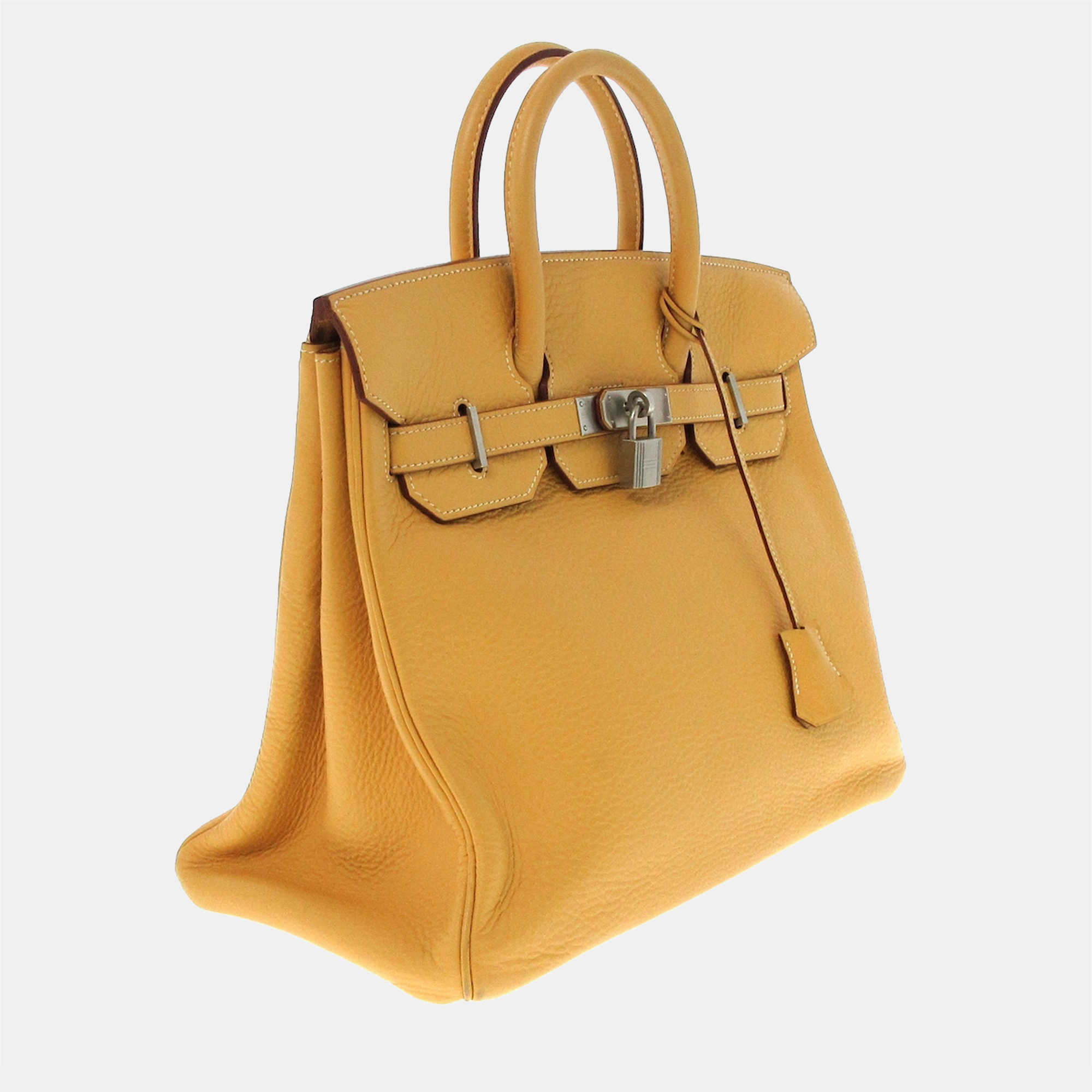 

Hermes Yellow Clemence Leather Palladium Hardware Birkin 35 Tote Bag