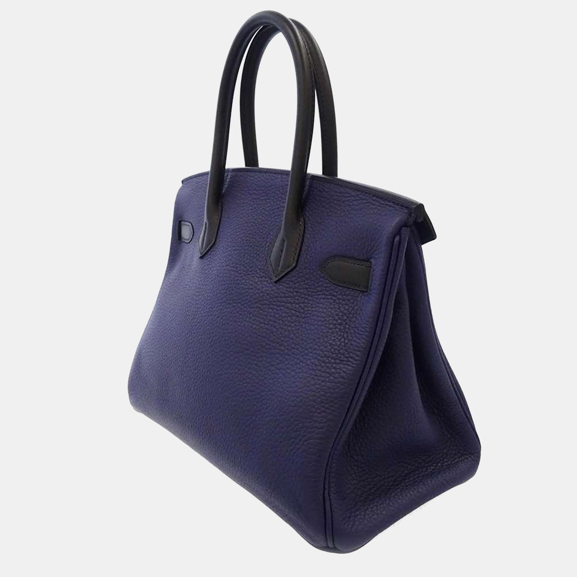 

Hermes Bleu Encre/Bleu Obscur/Bleu Zellige Sombrero and Clémence Leather Birkin 30 Tote Bag, Blue