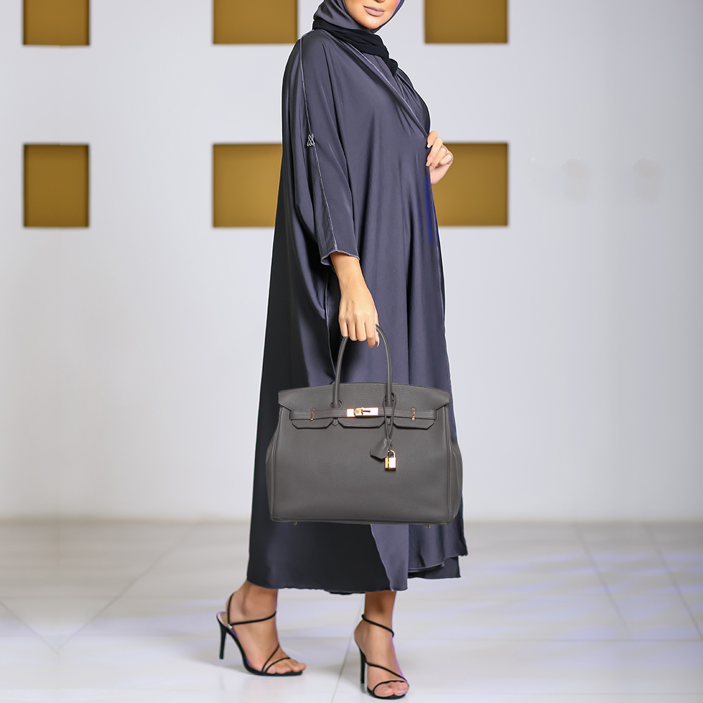 

Hermès Etain Togo Leather Gold Finish Birkin 35 Bag, Grey