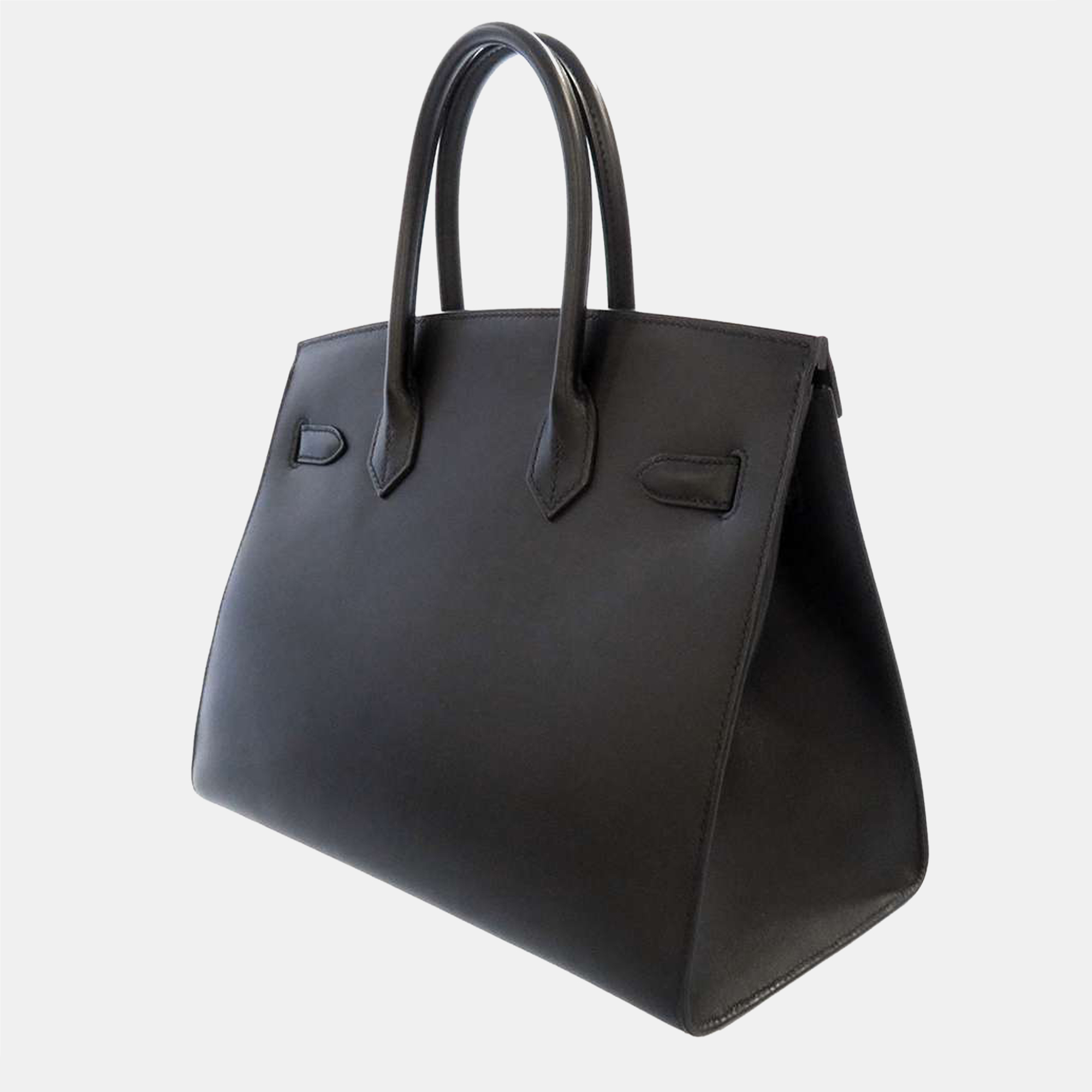 

Hermes Black Calf Leather Gold Hardware Birkin 30 Sellier Bag
