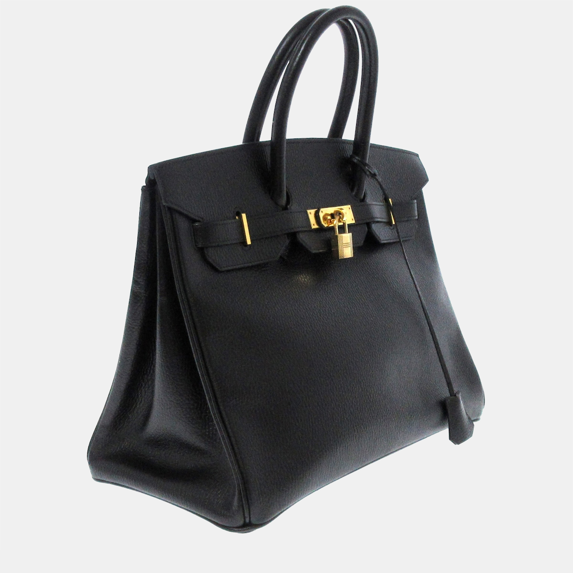 

Hermes Black Clemence Leather Gold Hardware Birkin 35 Tote Bag