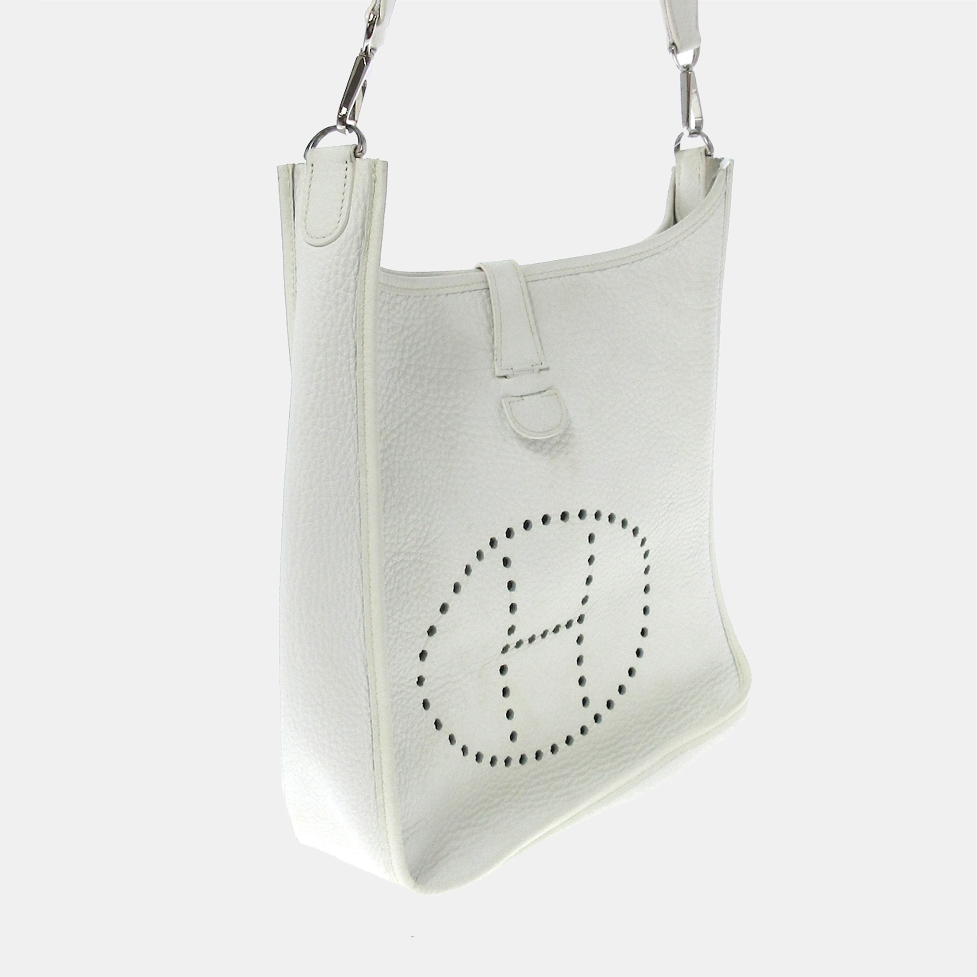 

Hermes White Clemence Leather Evelyne Shoulder Bag