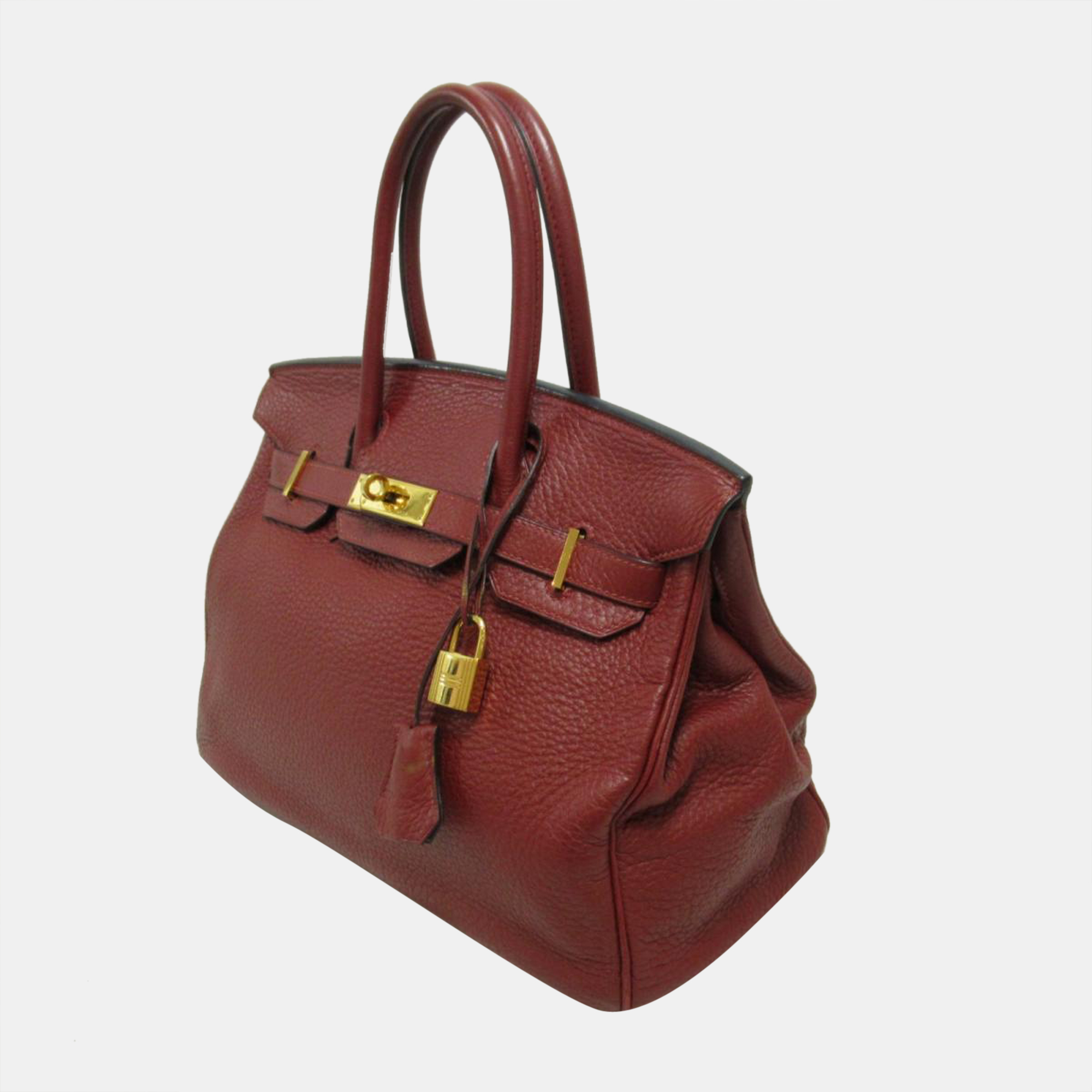 

Hermes Red Clemence Leather Gold Hardware Birkin 30 Bag