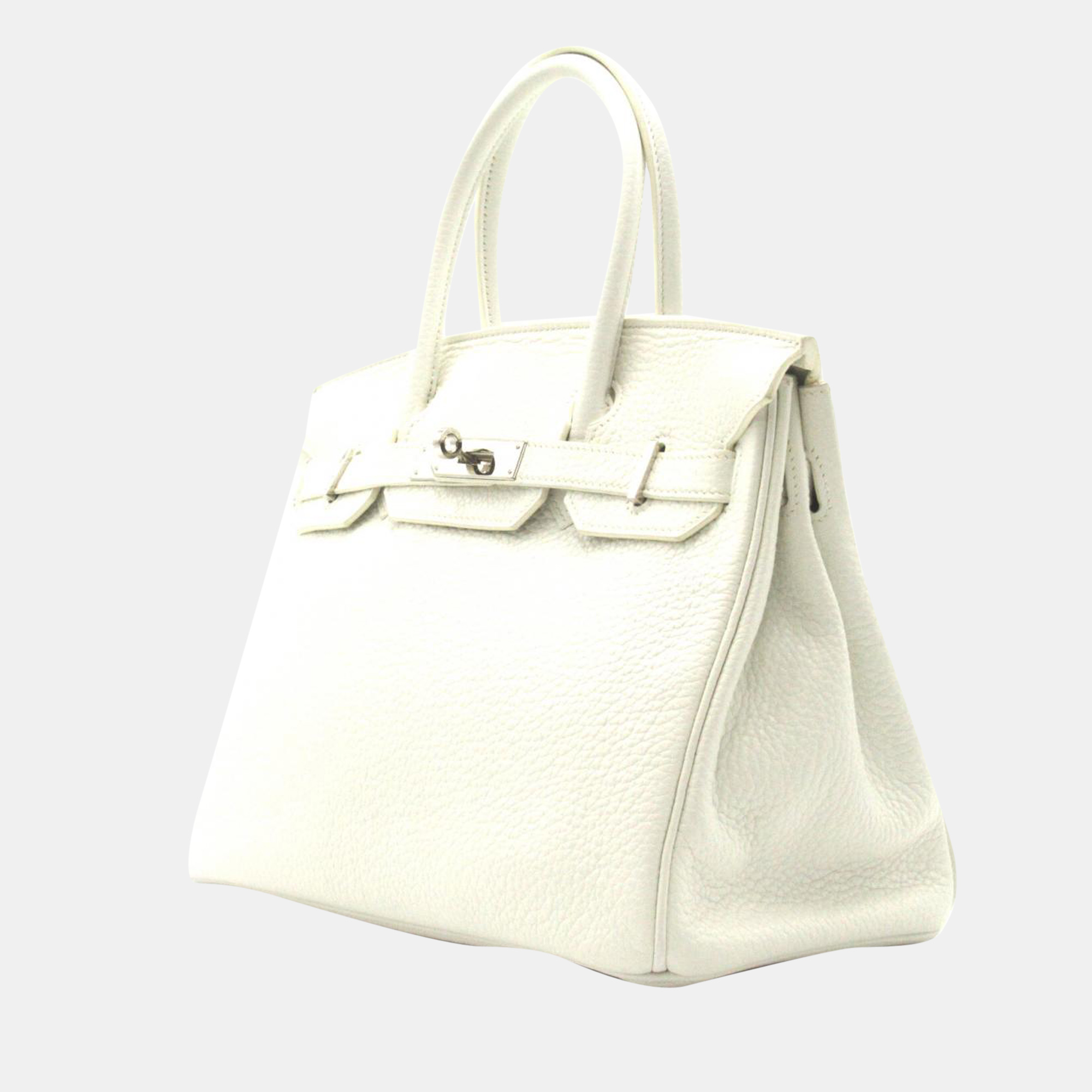 

Hermes White Animal skin Clemence Birkin 30