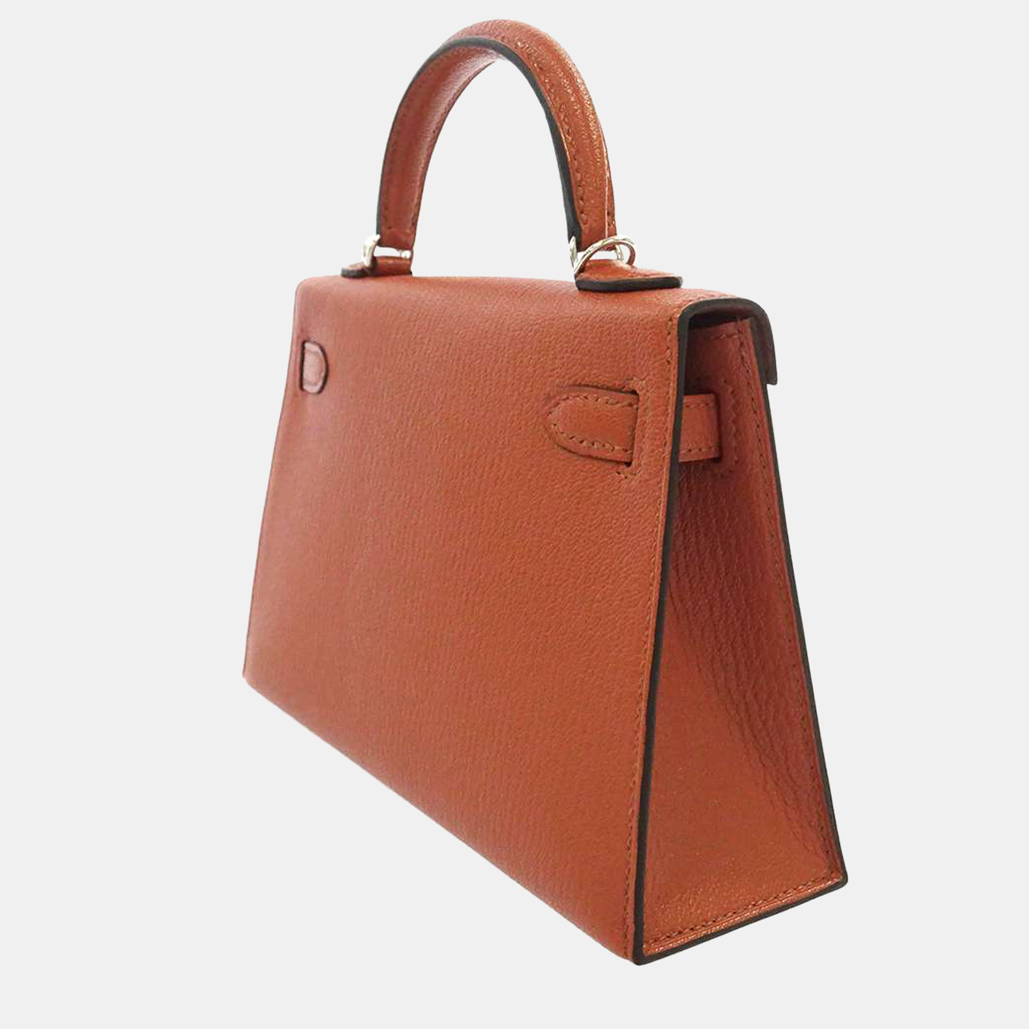 

Hermes Brown/Pink Chevre Myore Goatskin Leather Palladium Hardware Kelly Mini II Top Handle Bag