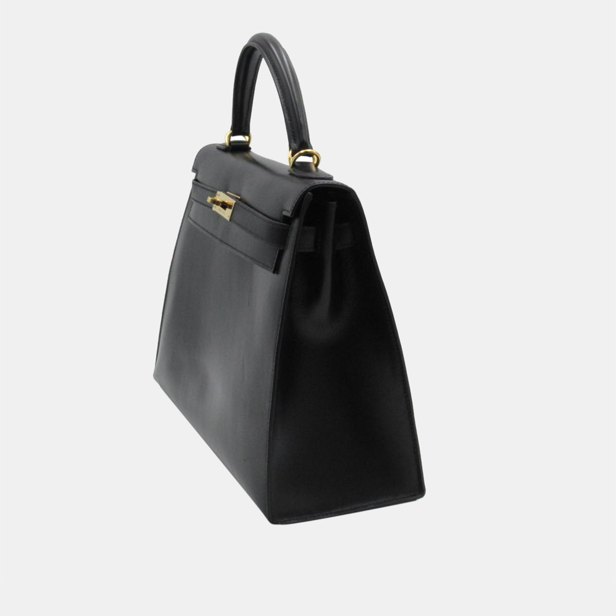 

Hermes Black Box Calf Leather Gold Hardware Kelly Sellier 32 Bag