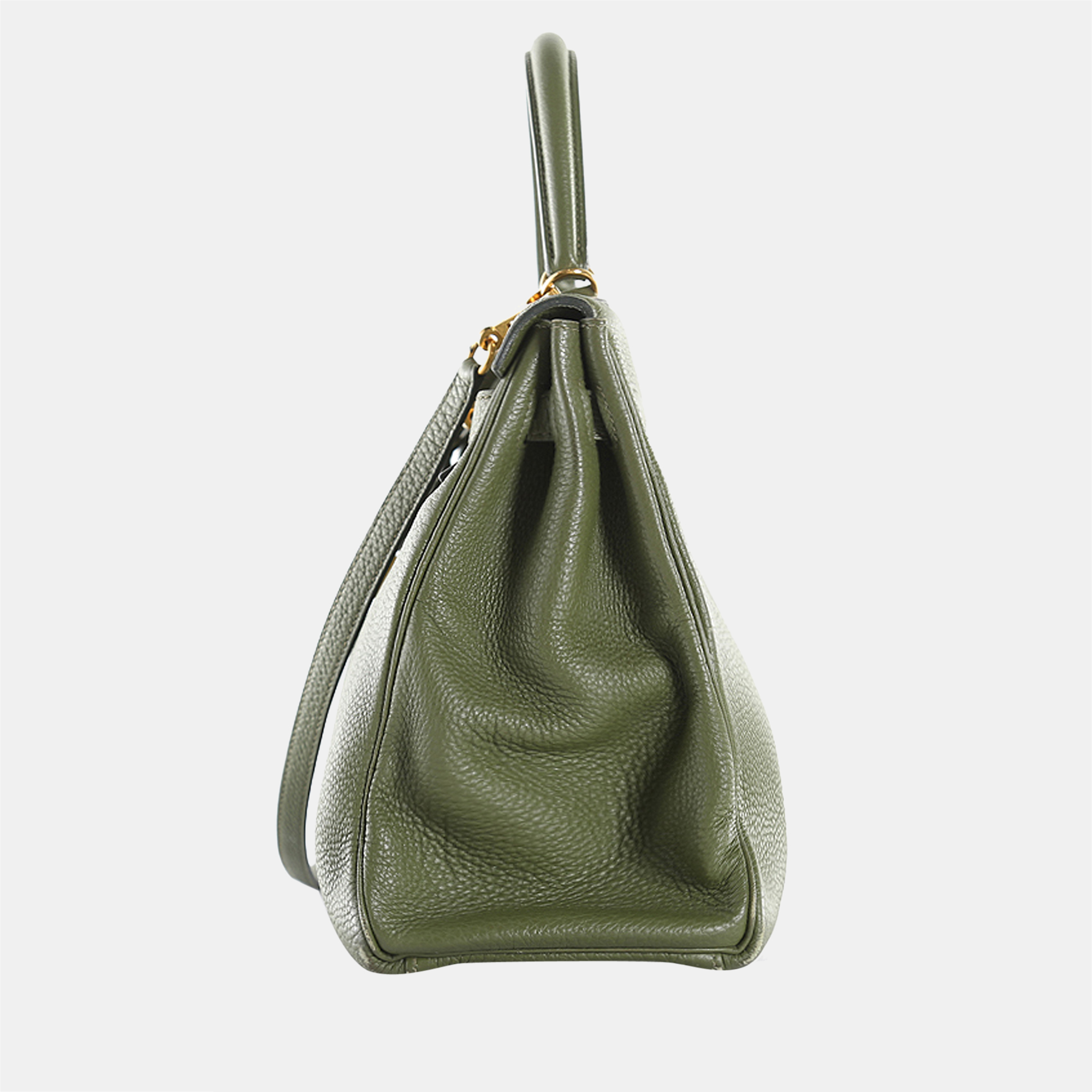 

Hermes Olive Green Clemence Leather Gold Hardware Kelly Retourne 35 Bag