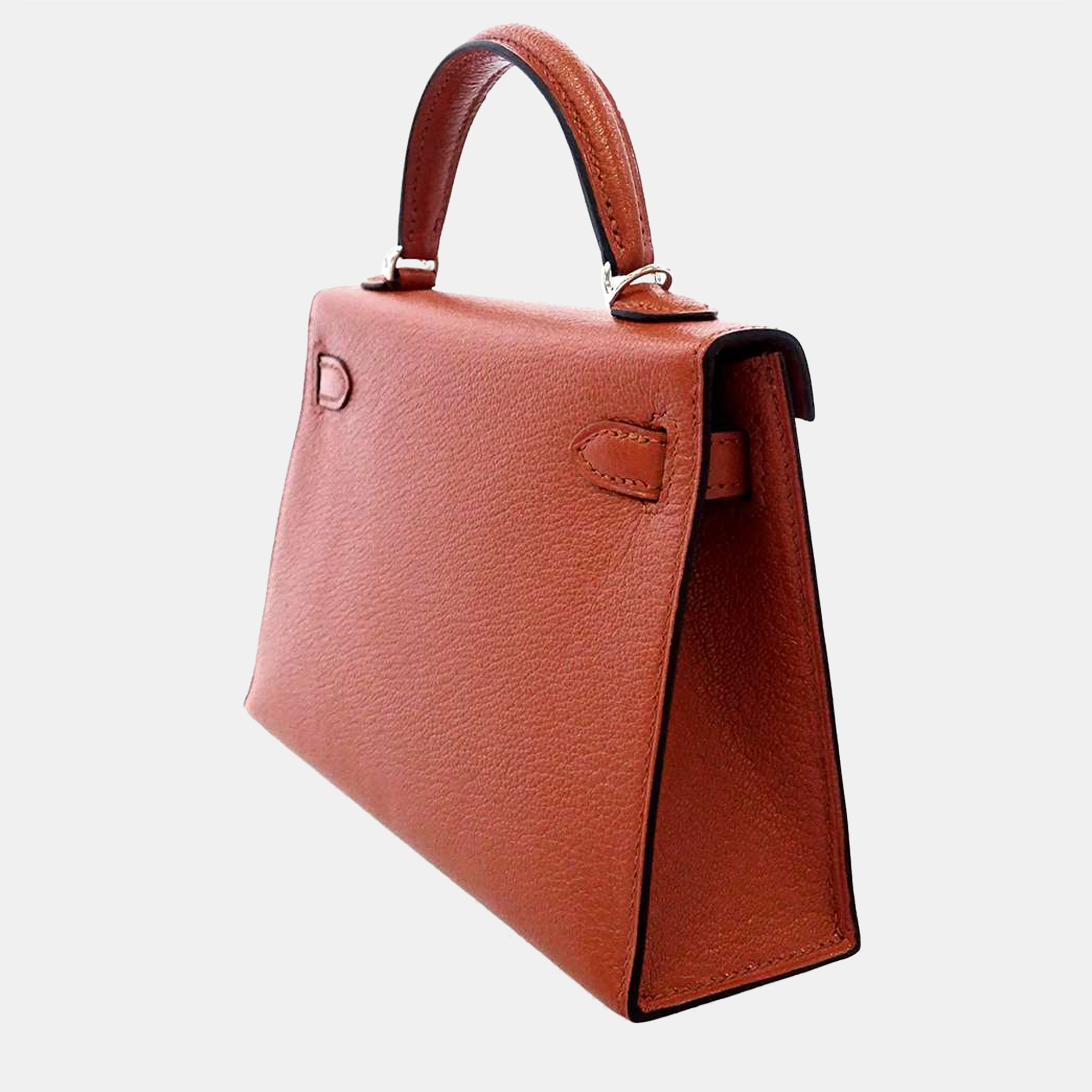 

Hermes Brown/Pink Chevre Myzore Goatskin Leather Palladium Hardware Kelly Mini II Top Handle Bag