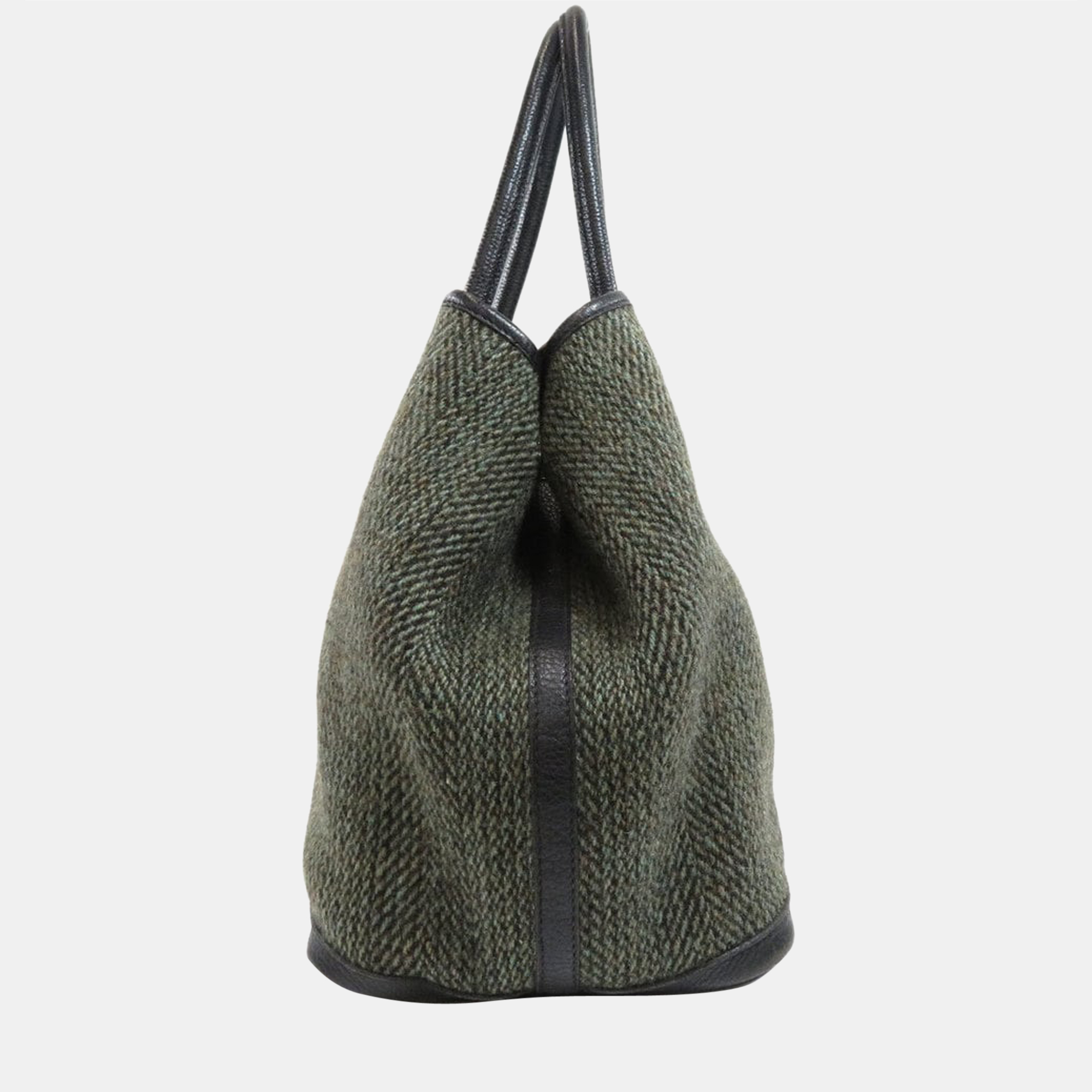 

Hermes Garden PM Green Tote Bag Tweed Ladies
