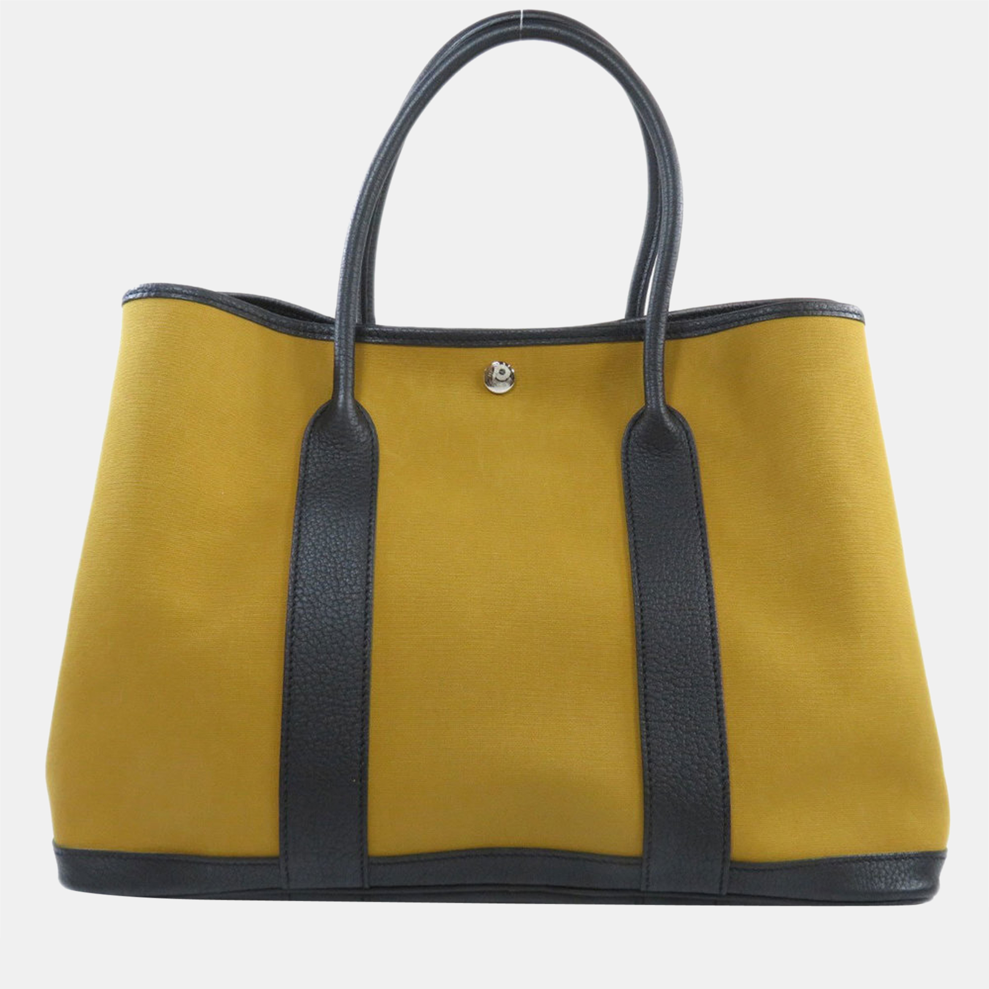 Hermes Black Canvas & Leather GARDEN PARTY PM Tote Bag