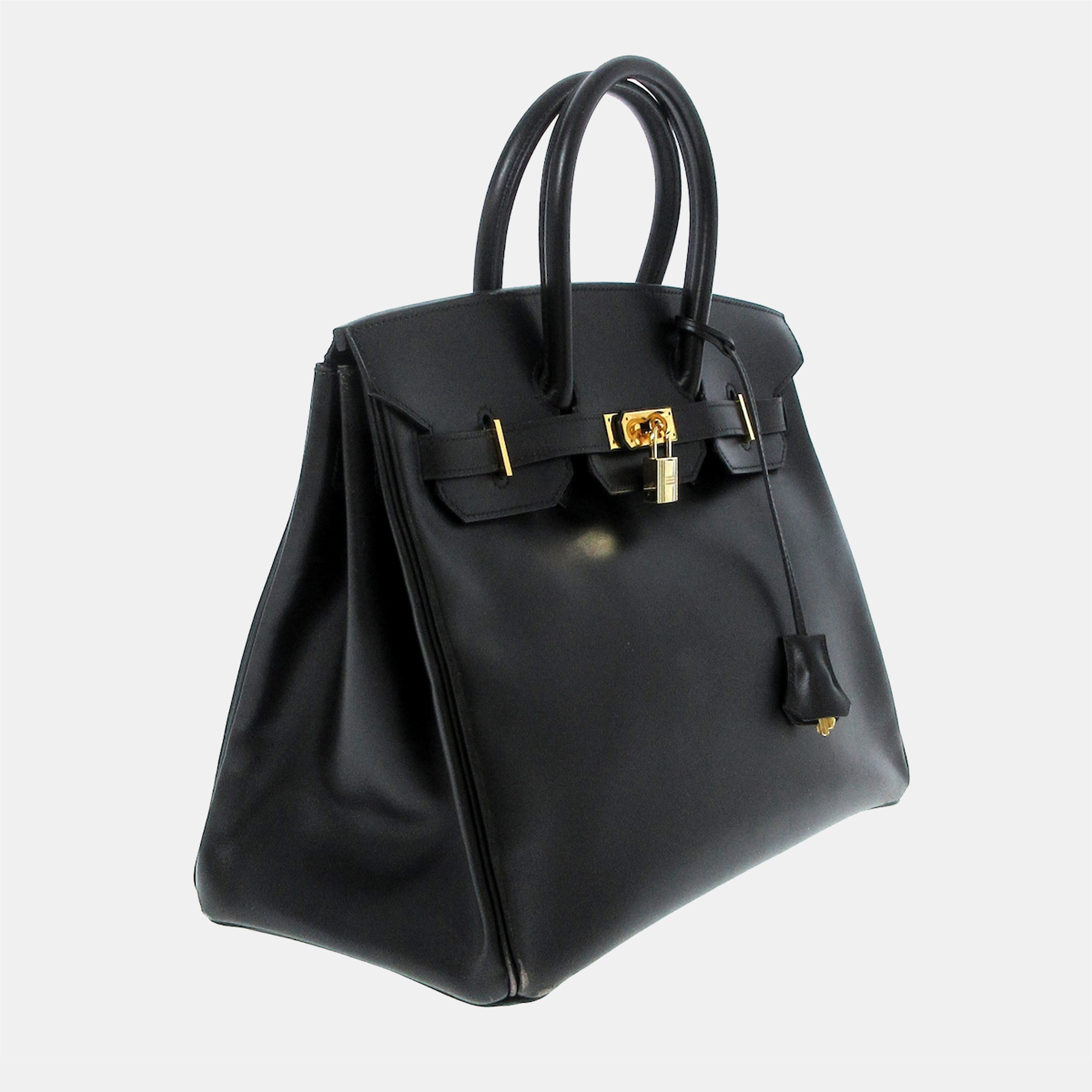 

Hermes Black Box Calf Leather Gold Hardware Birkin 35 Bag
