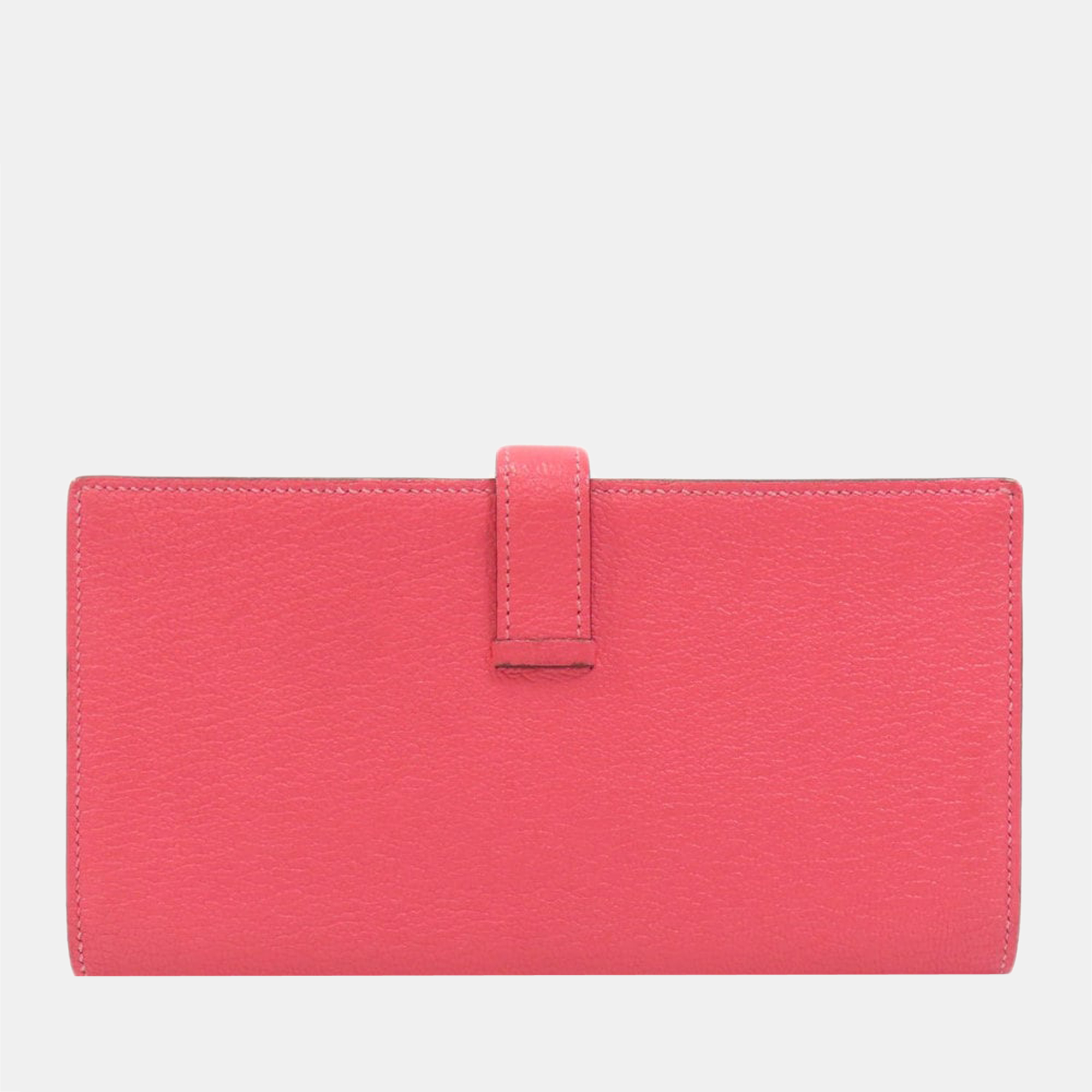 

Hermes Bearn Souffle Rose Azalee Long Wallet Chevre Women's, Pink