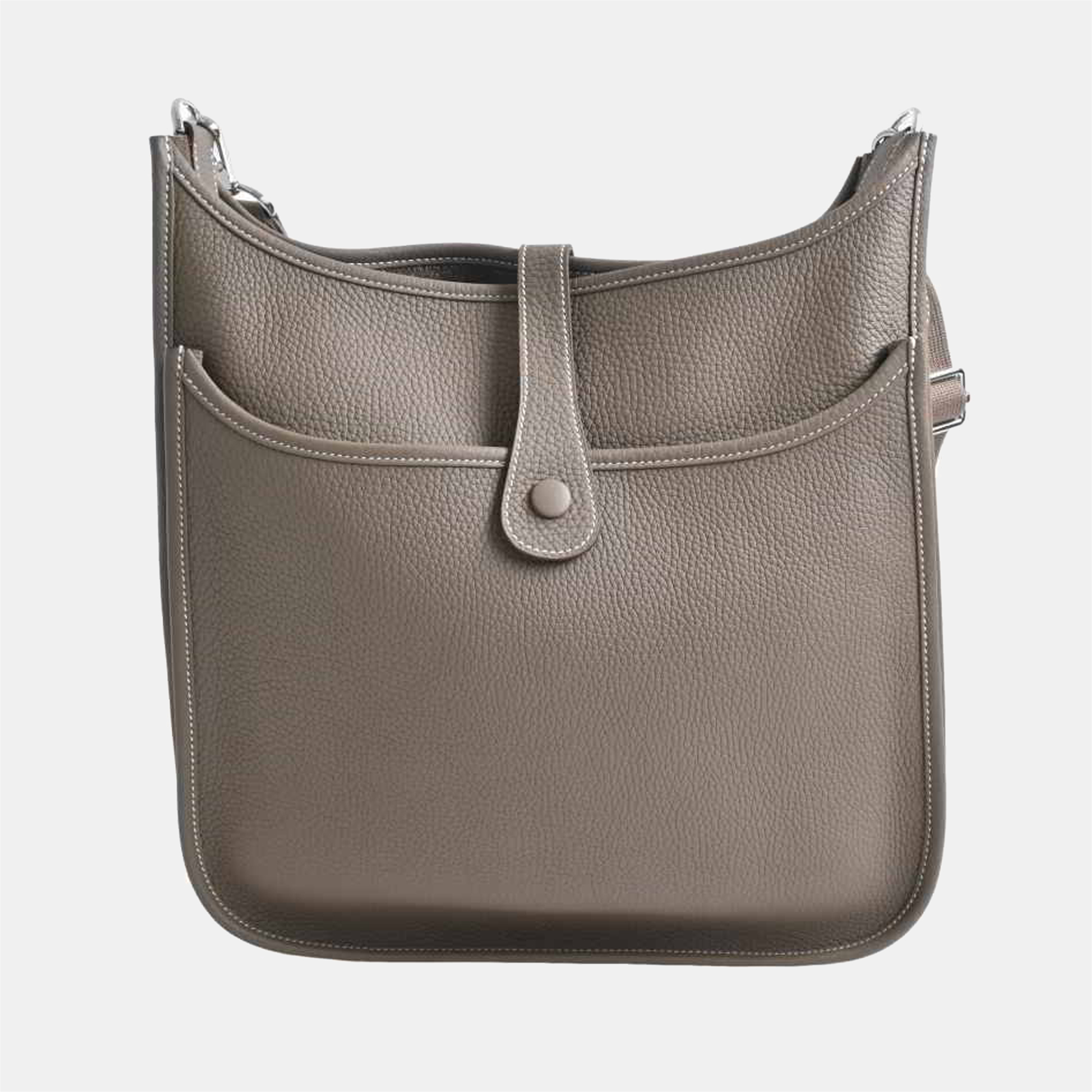 

Hermes Taurillon Clemence Evelyn GM Shoulder Bag Greige, Grey