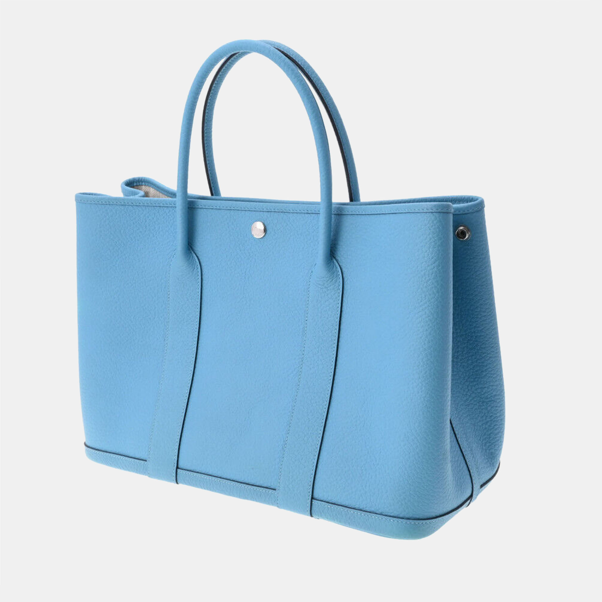 

Hermes Blue Negonda Leather Garden Party PM Tote Bag