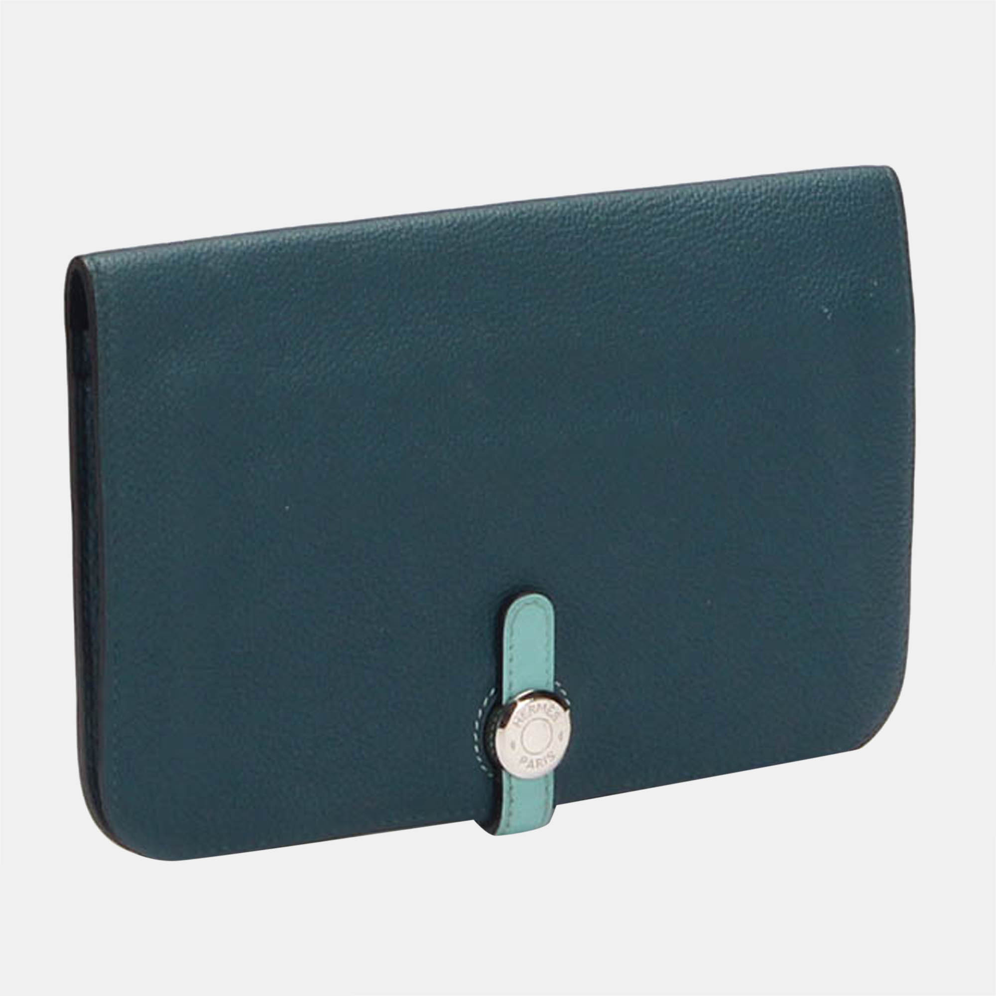 

Hermes Blue Leather Dogon Duo Wallet