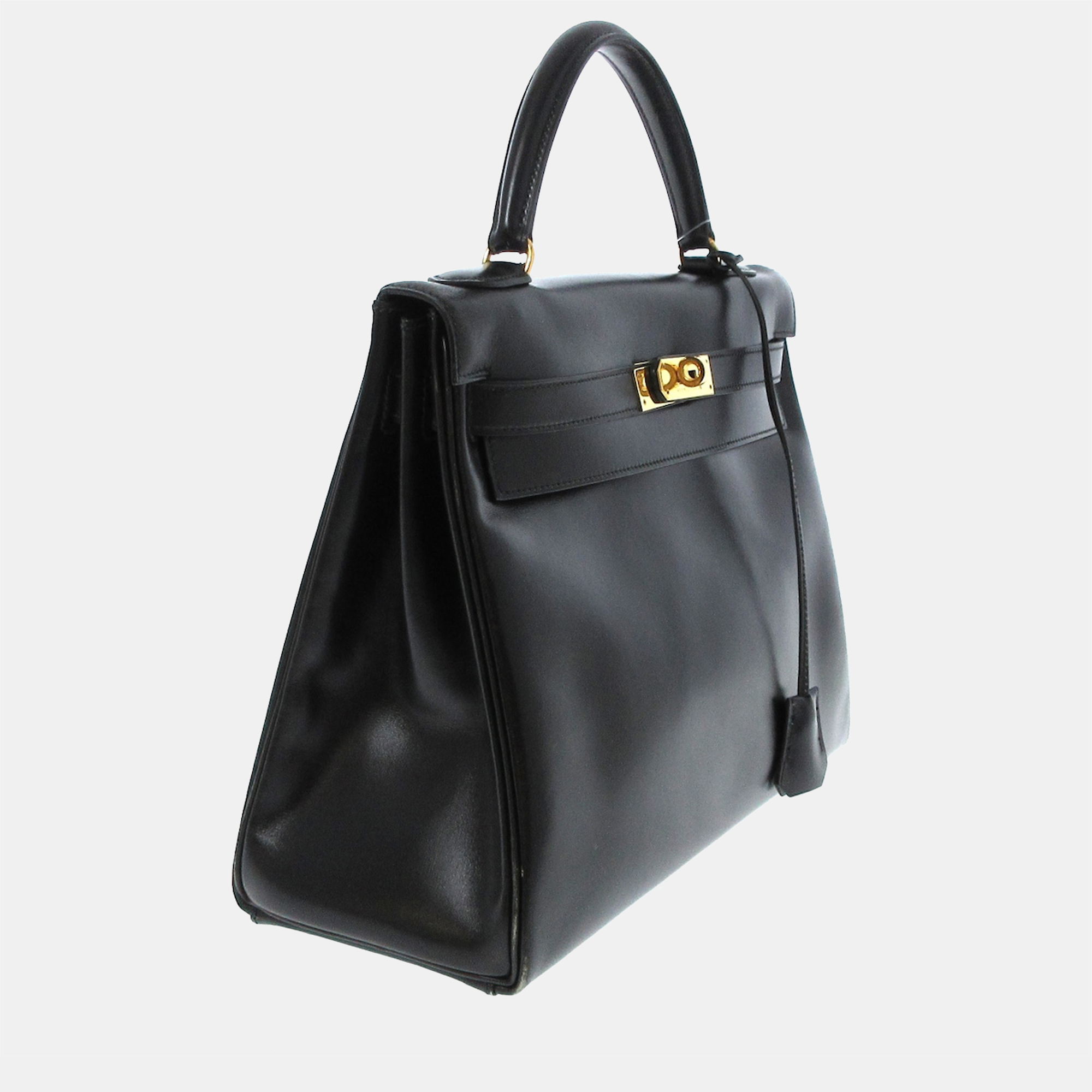 

Hermes Black Box Calf Leather Kelly 32 Tote Bag