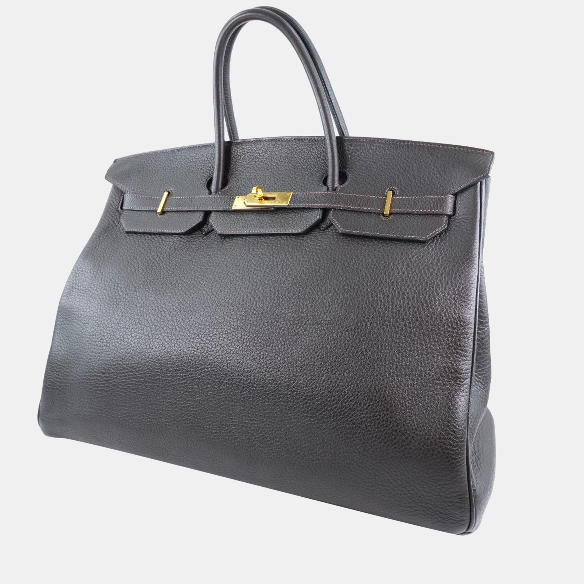 

Hermes Black Clemence Leather Gold Plated Hardware Birkin 40 Tote Bag