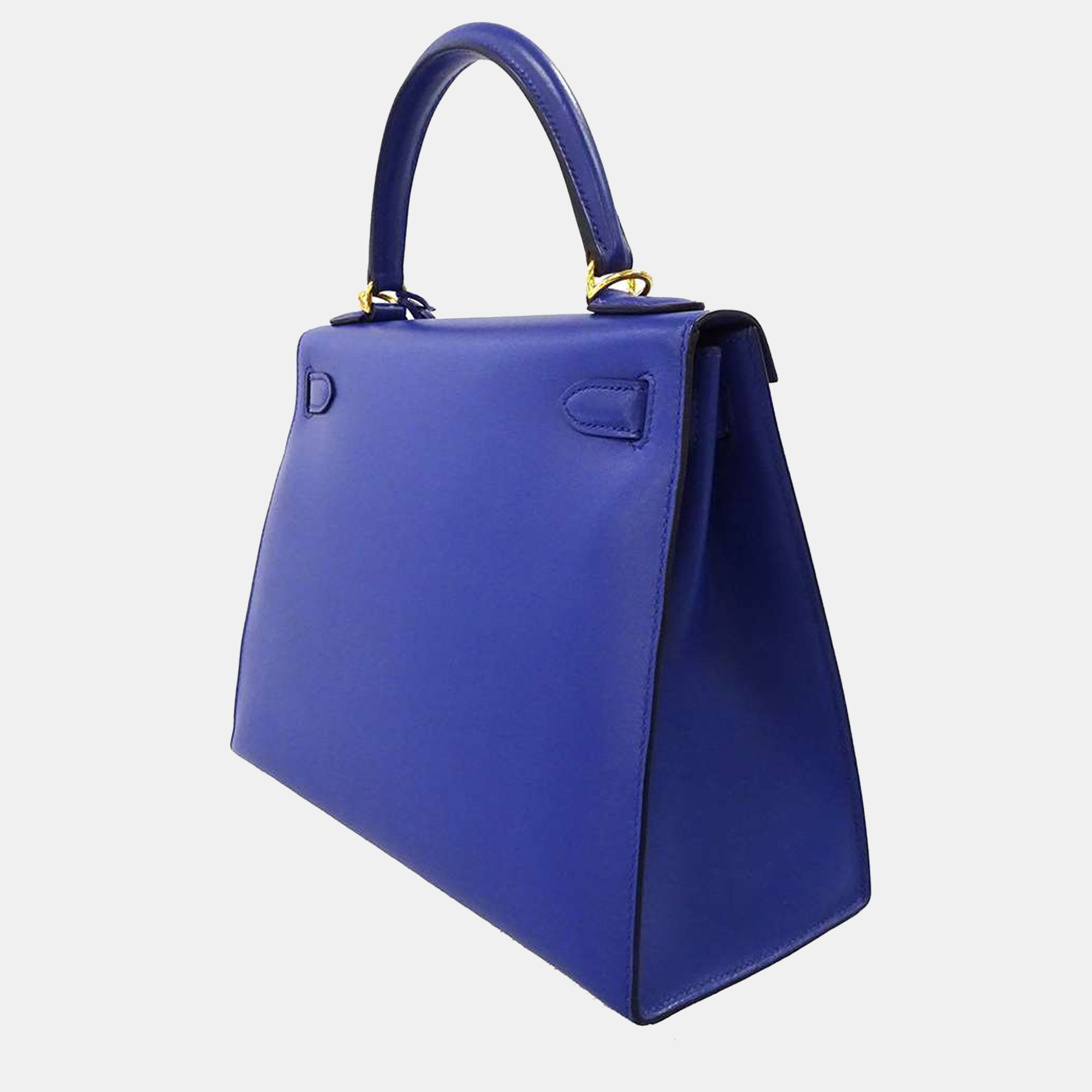 

Hermes Blue Electric Tadelakt Leather Kelly Sellier 28 Top Handle Bag