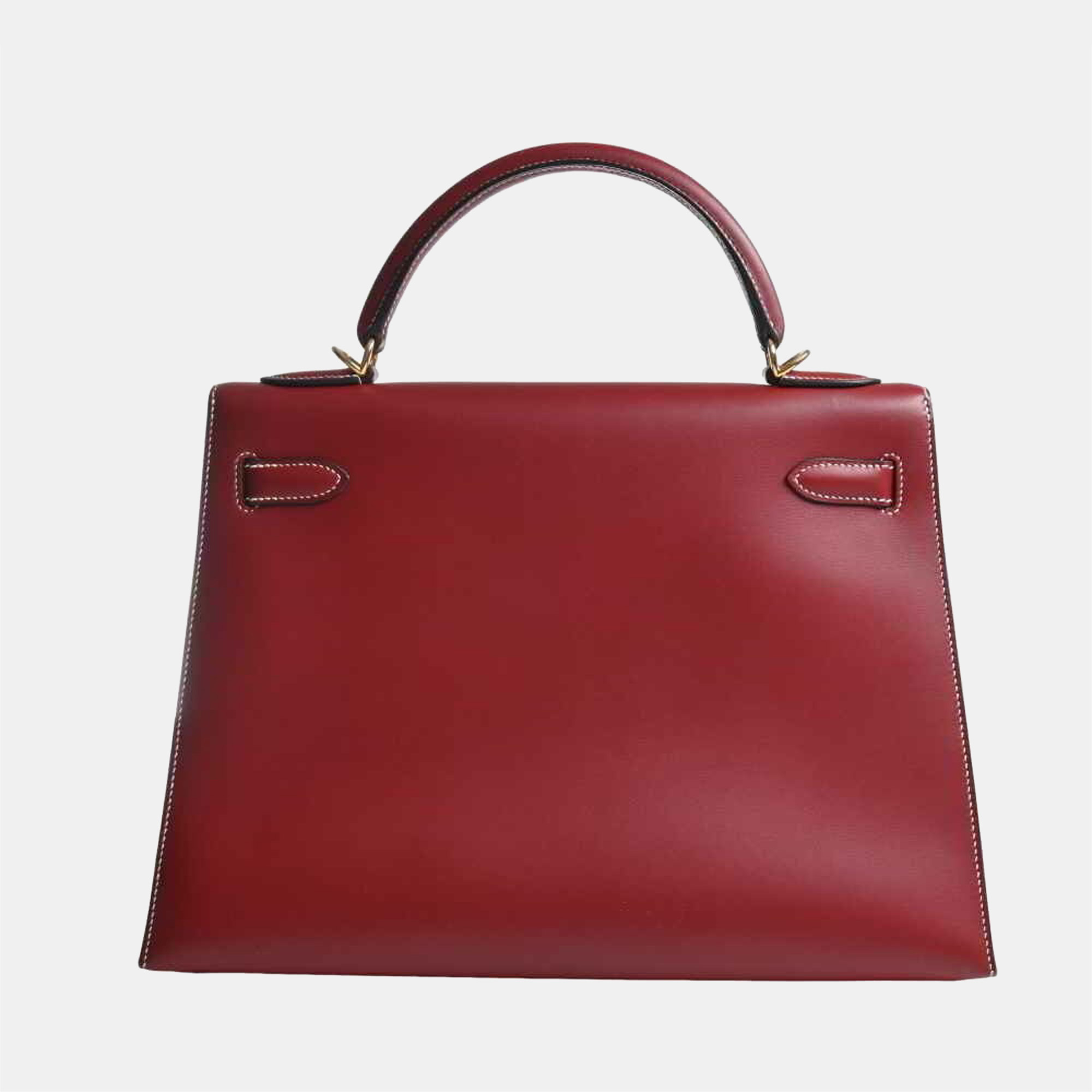 

Hermes box calf Kelly 32 handbag Bordeaux, Brown
