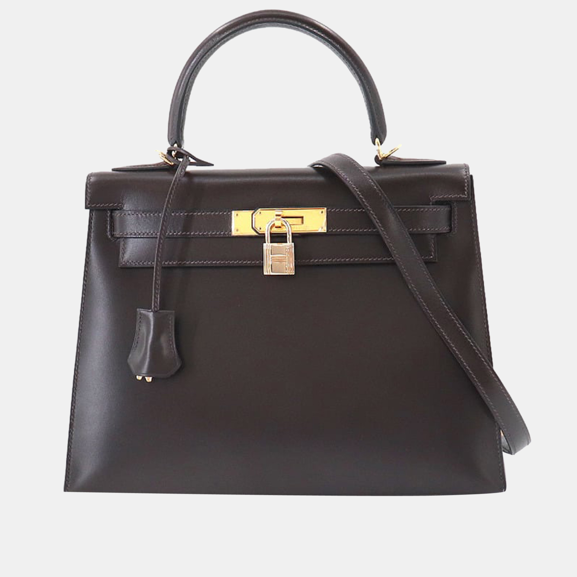 Hermes Kelly 28 2way hand shoulder bag box calf chocolate E stamp outs in  2023