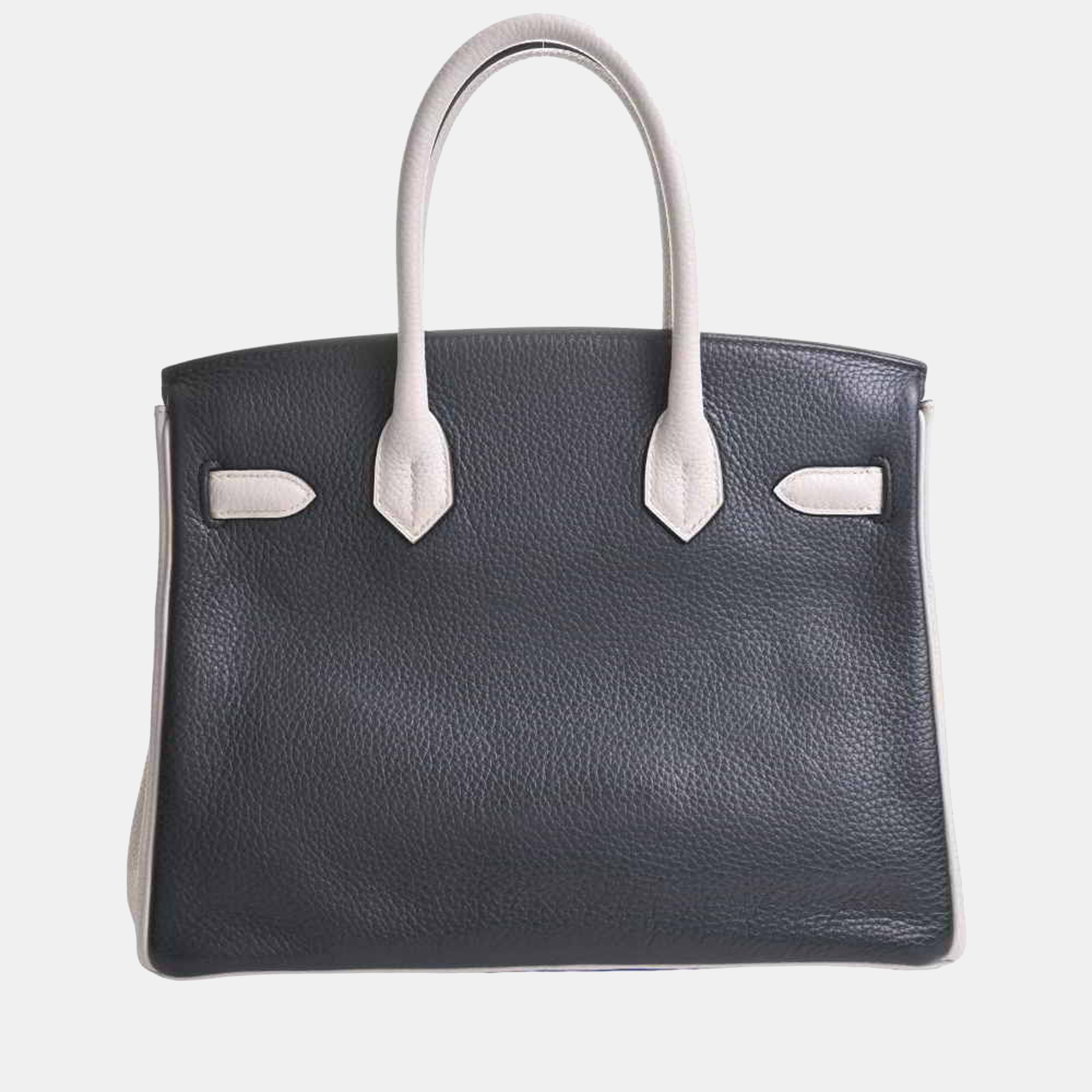 

Hermes Taurillon Clemence Birkin 30 handbag blue gray