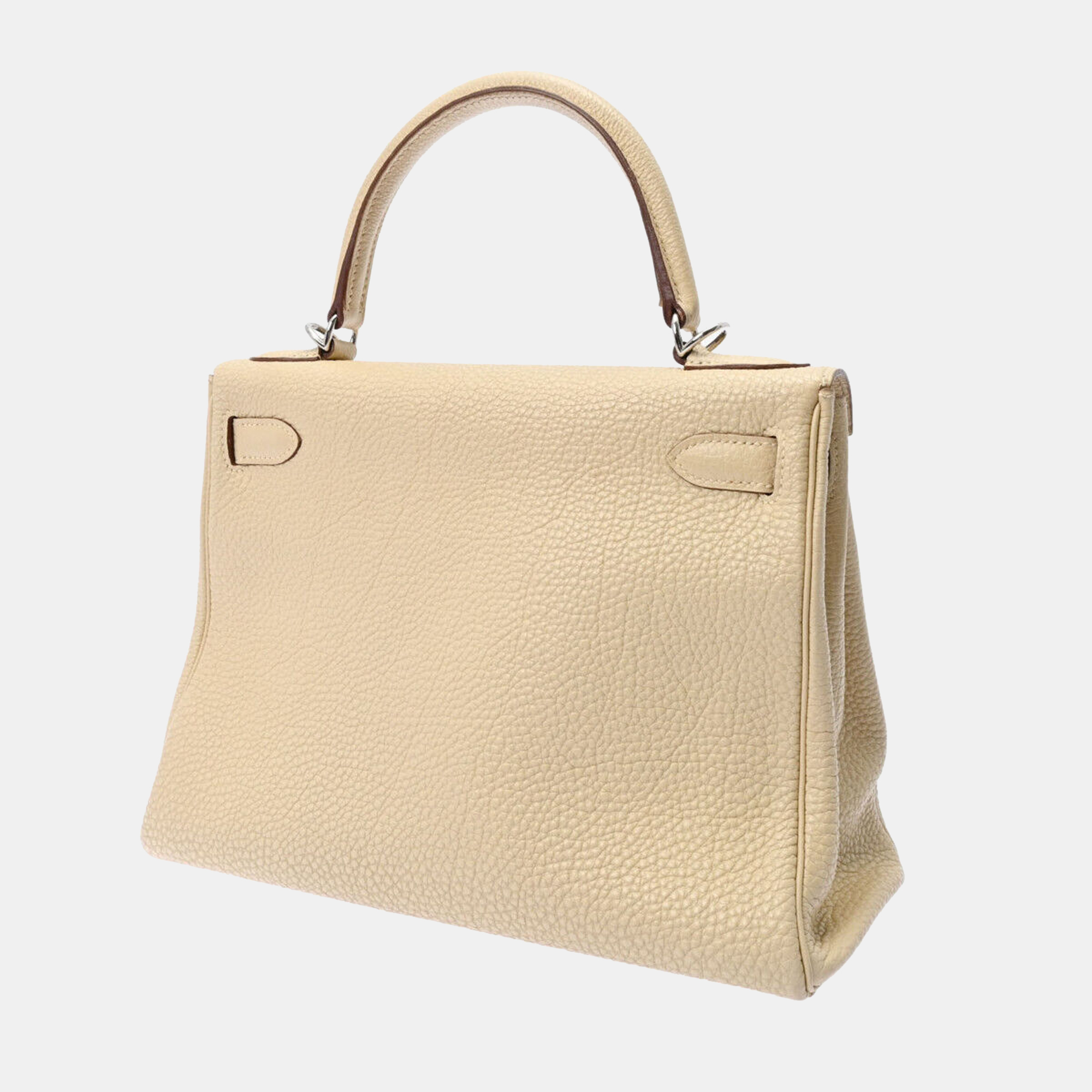 

Hermes Beige Togo Leather Palladium Hardware Kelly 28 Retourne Bag