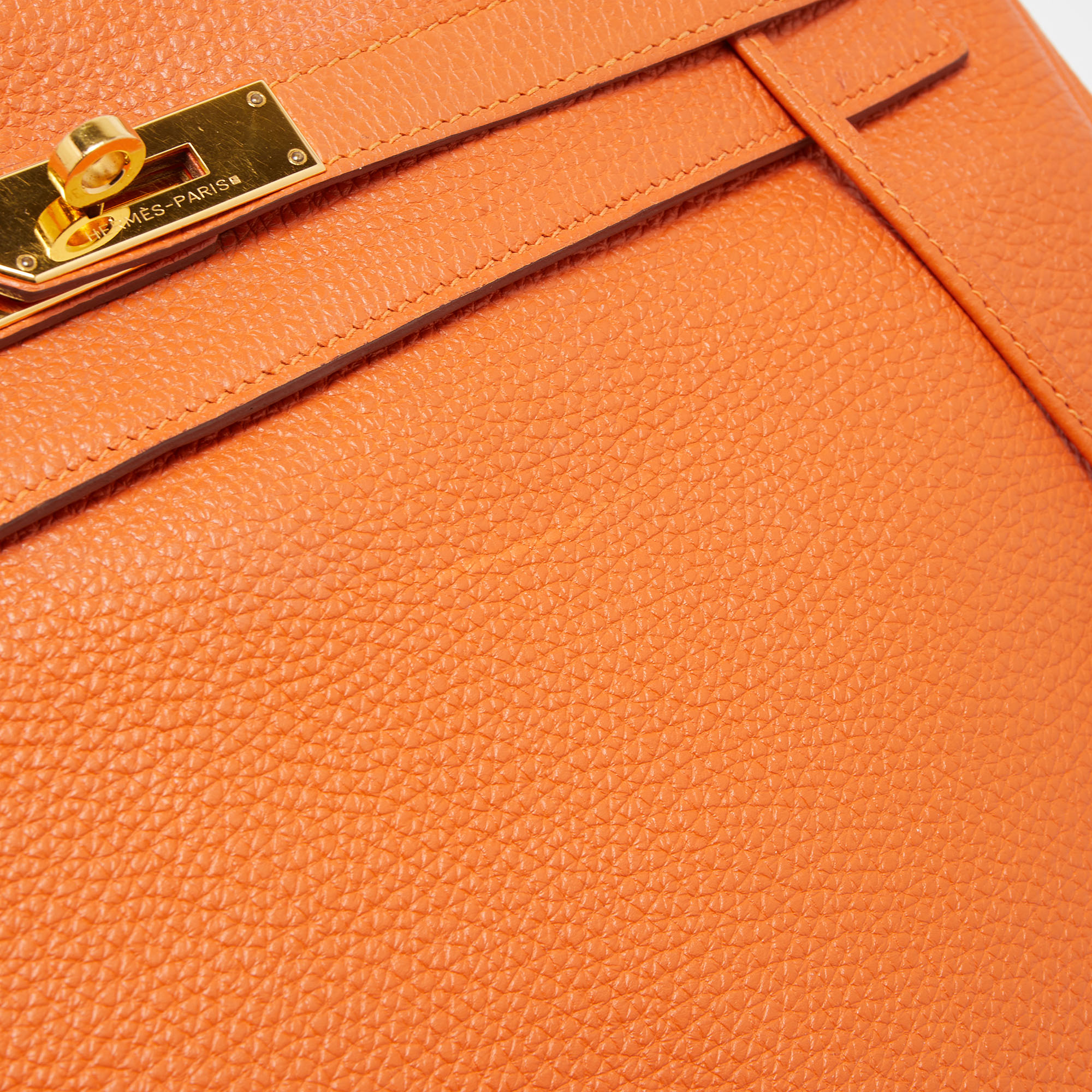 Hermès Orange Togo Leather Gold Finish Kelly Retourne 35 Bag Hermes