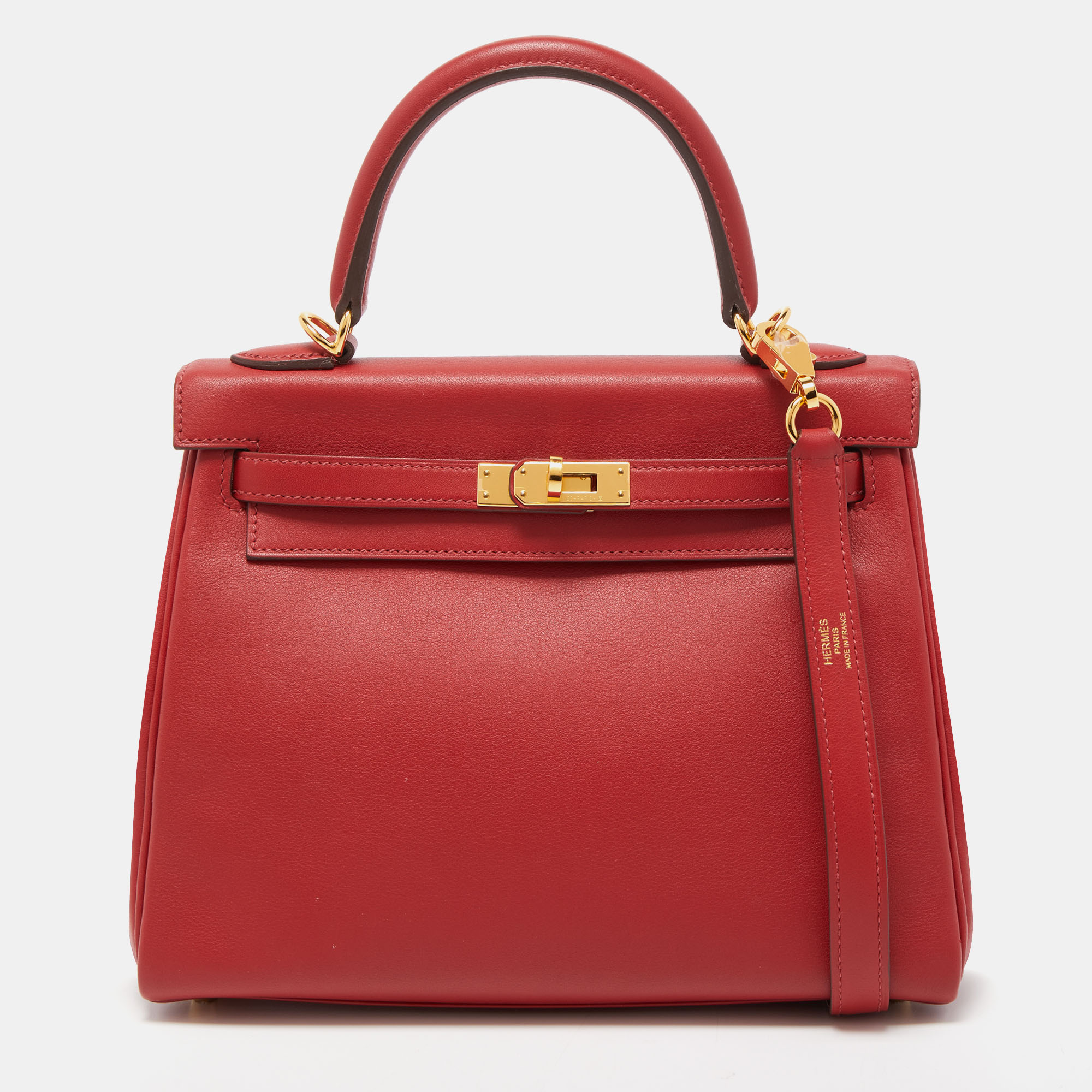 Hermes Kelly 35 Rouge Casaque Swift - Vintage Lux