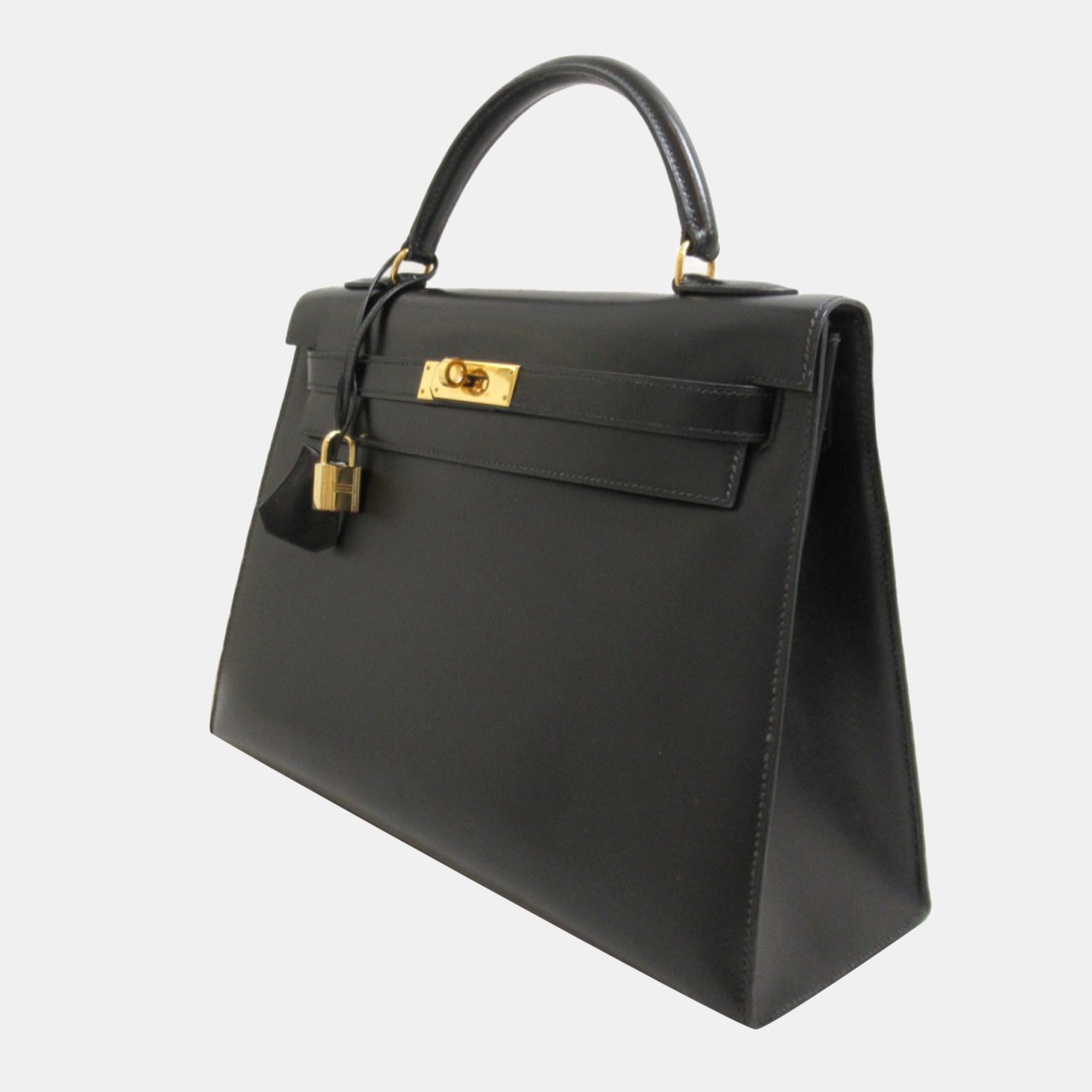 

Hermes Black Box Calf Leather Gold Hardware Kelly Sellier 32 Bag