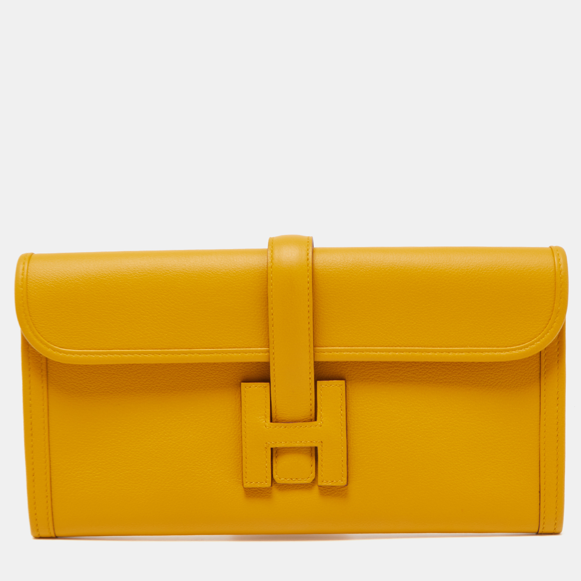 Hermes Jaune Ambre Evercolor Leather Elan Jige 29 Clutch