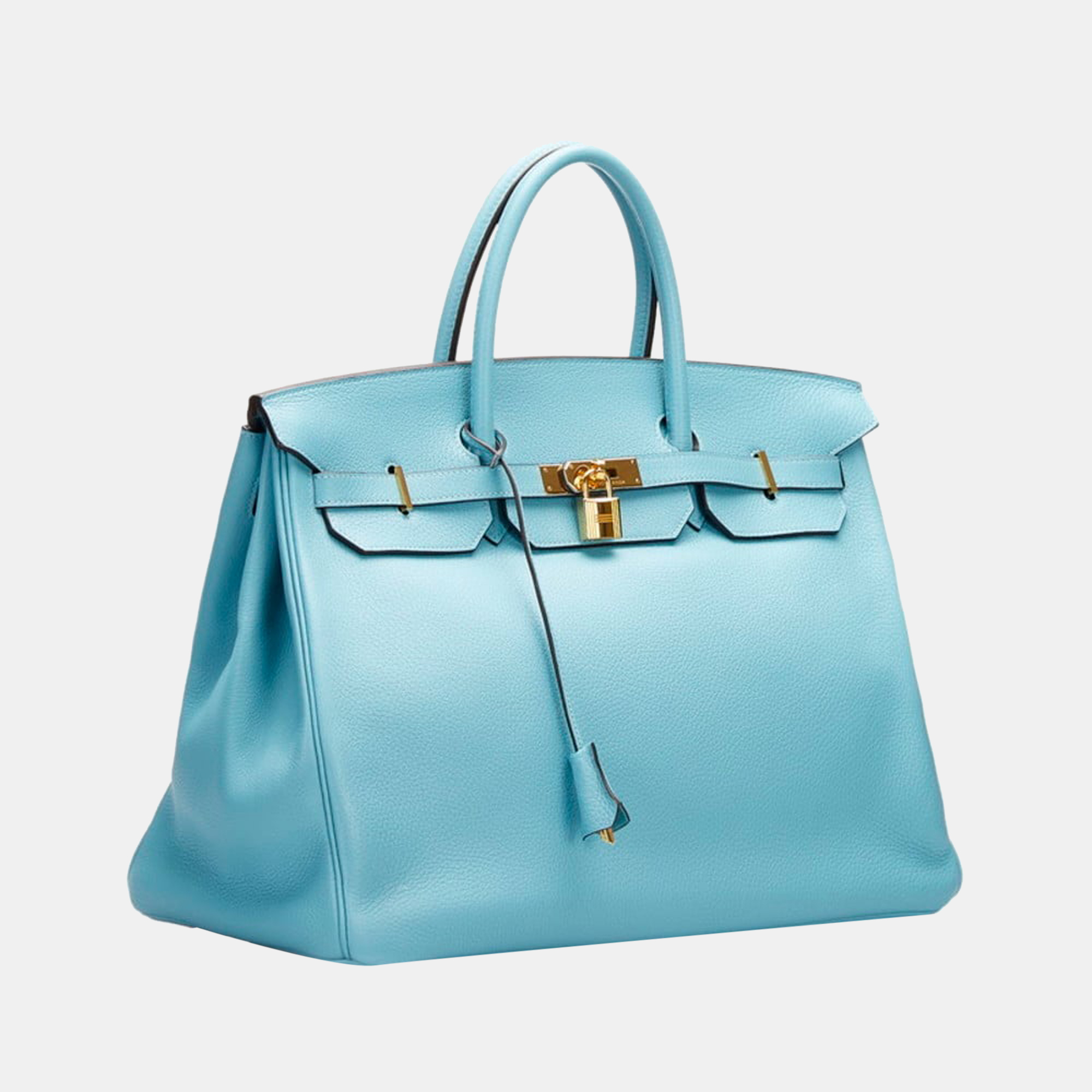 

Hermes Birkin 40 Handbag Tote Bag Blue Atoll Leather Women's