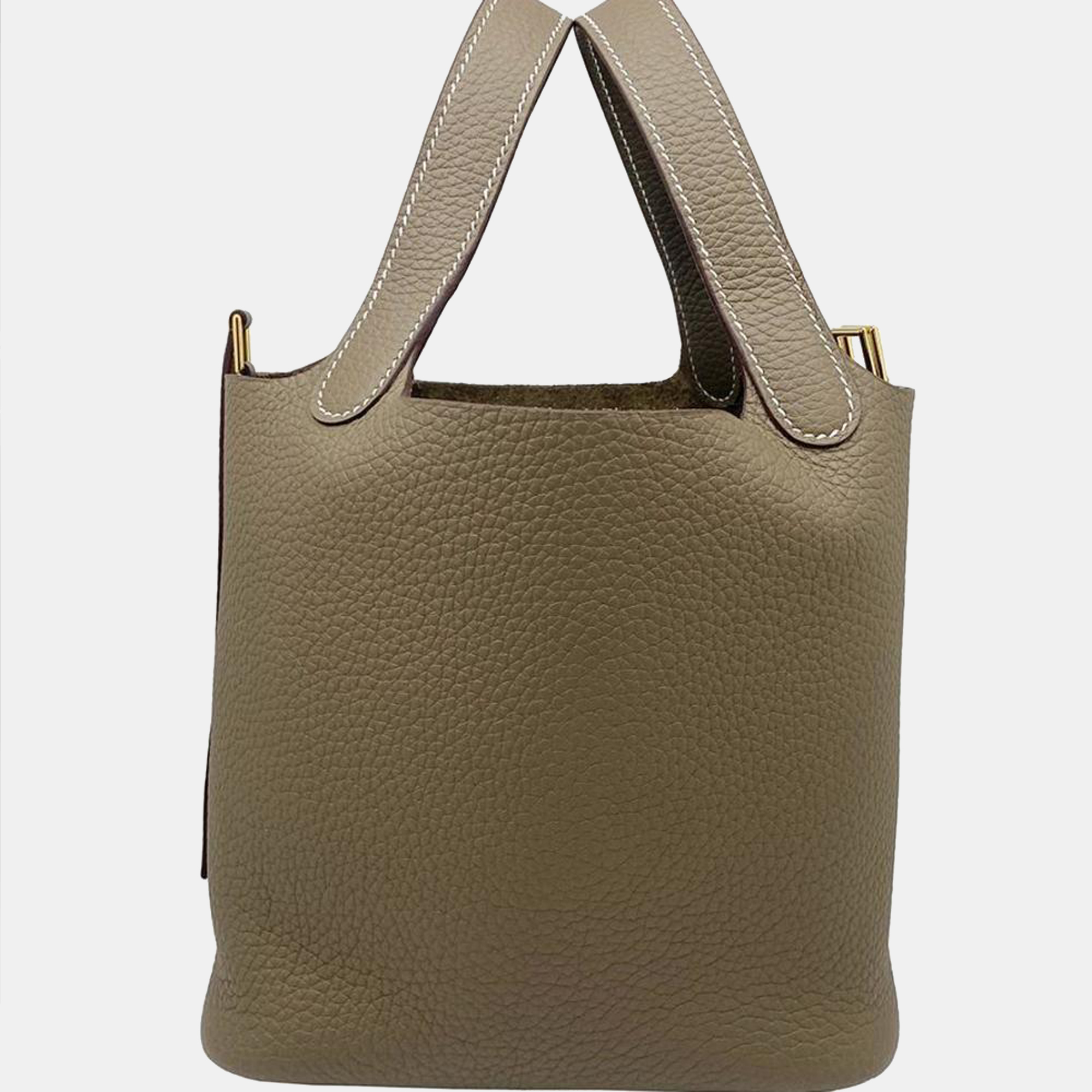 

Hermes Picotin Lock PM Handbag Taurillon Clemence Etoupe G Metal Fittings B Engraved (2023) Women's Hard to Get, Grey
