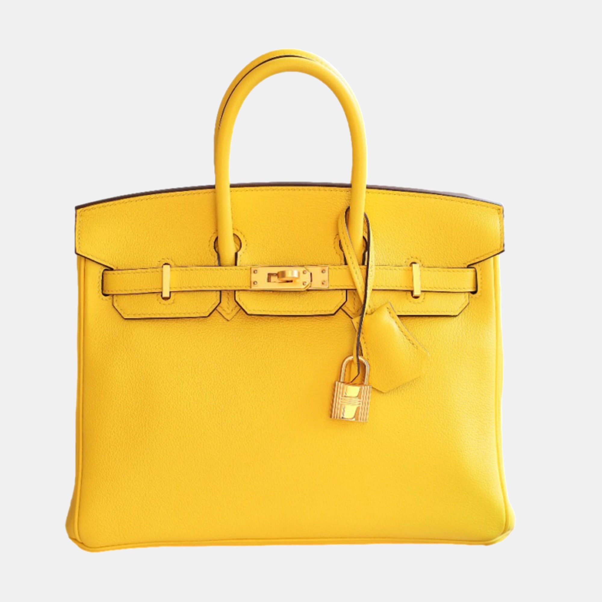 Click to view more detailed imagery on our partner's website Pre-owned Hermes Birkin 25 Jaune De Naples Taurillon Novillo With Gold Hardware In Yellow