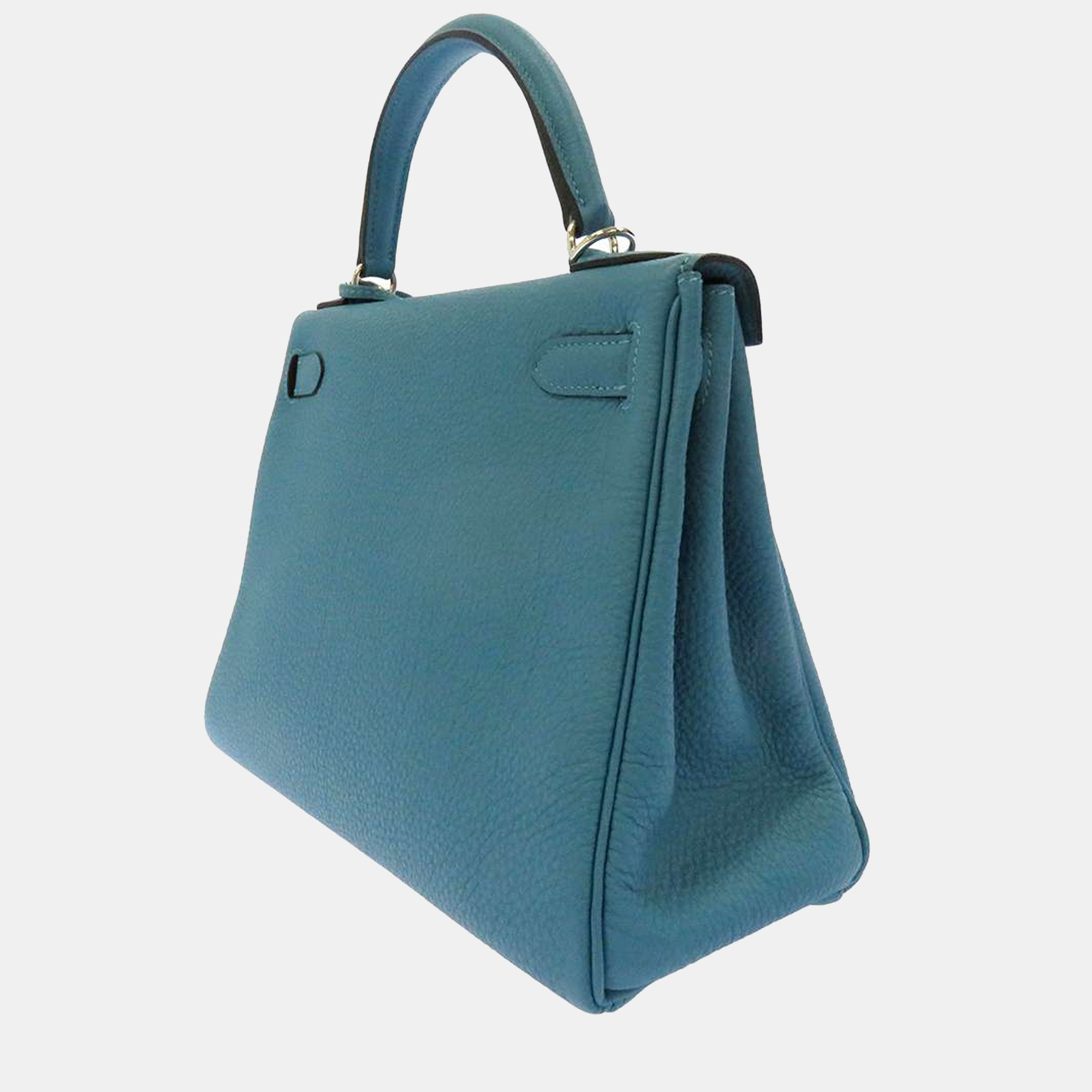 

Hermes Blue Togo Leather Palladium Plated Hardware Kelly 28 Tote Bag